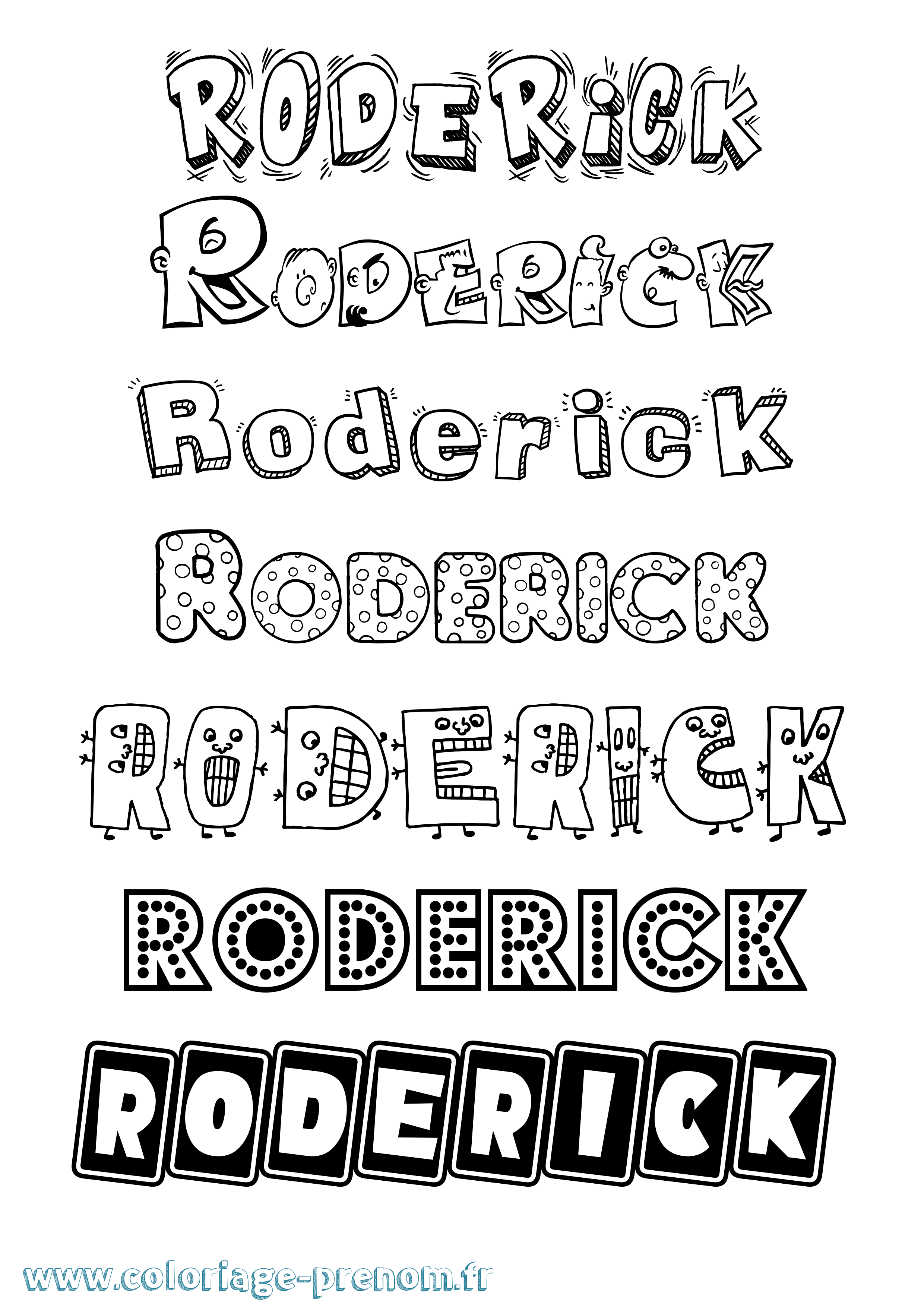 Coloriage Roderick Fun Coloriage prénom Roderick Fun