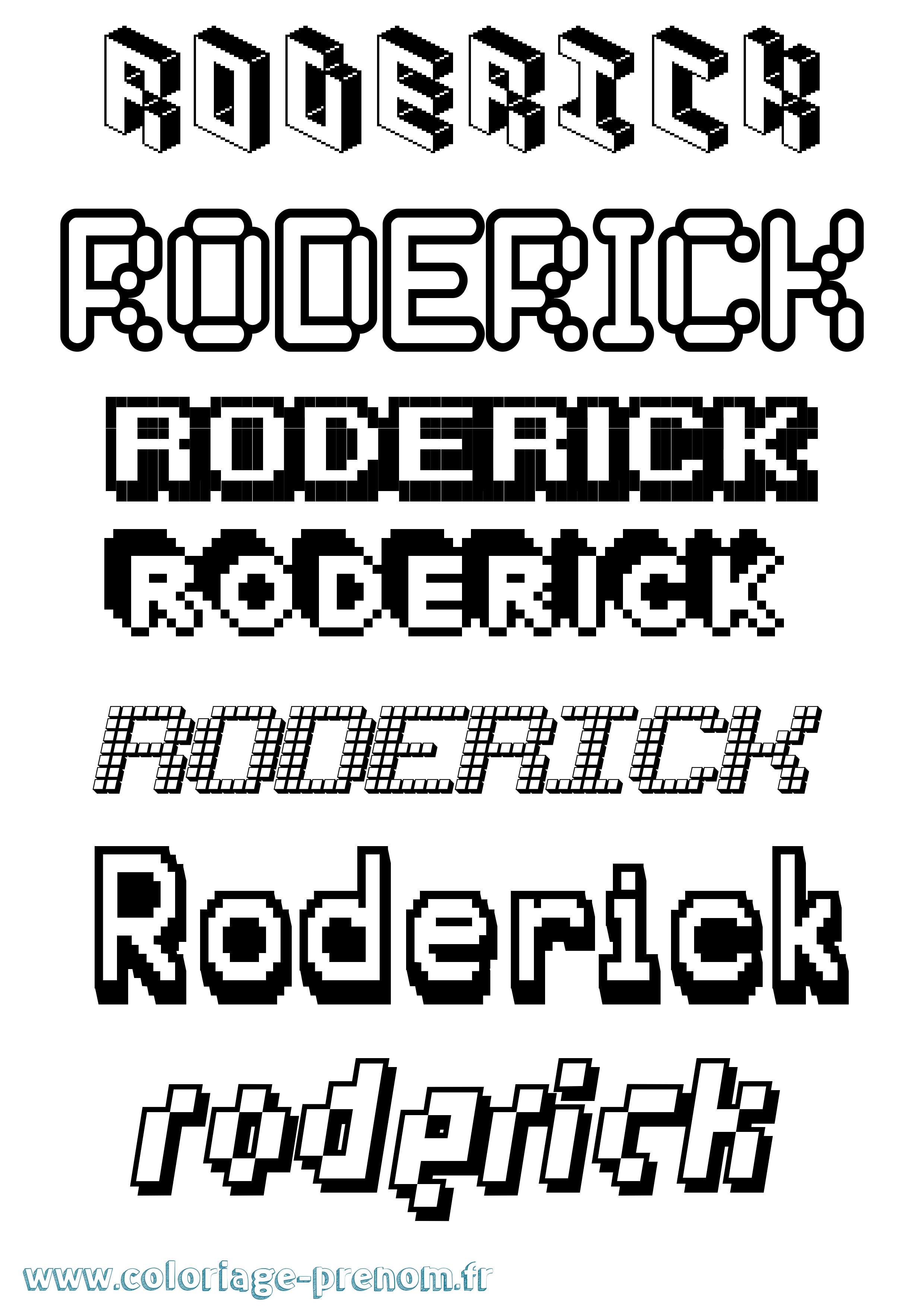 Coloriage Roderick Pixel Coloriage prénom Roderick Pixel