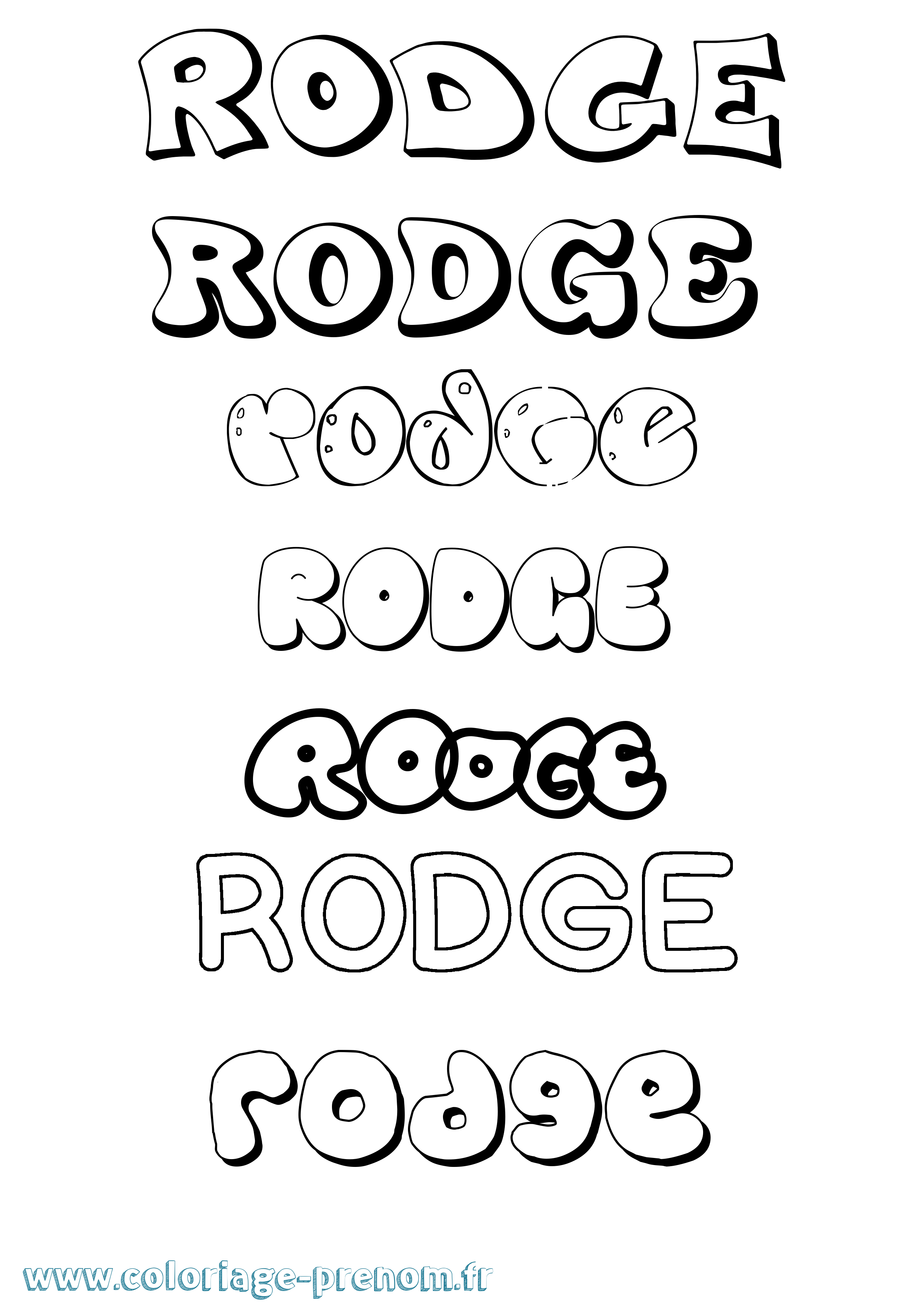 Coloriage Rodge Bubble Coloriage prénom Rodge Bubble