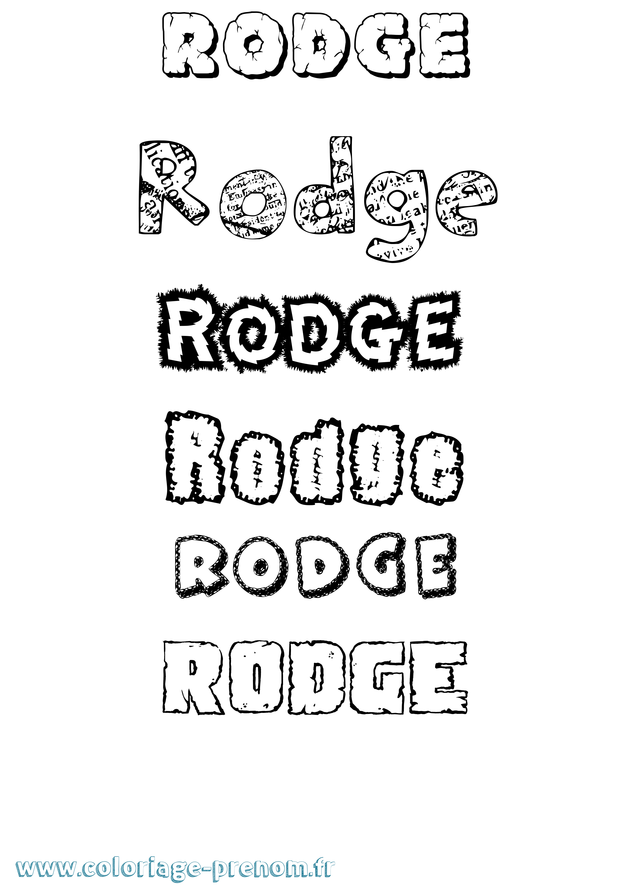 Coloriage Rodge Destructuré Coloriage prénom Rodge Destructuré
