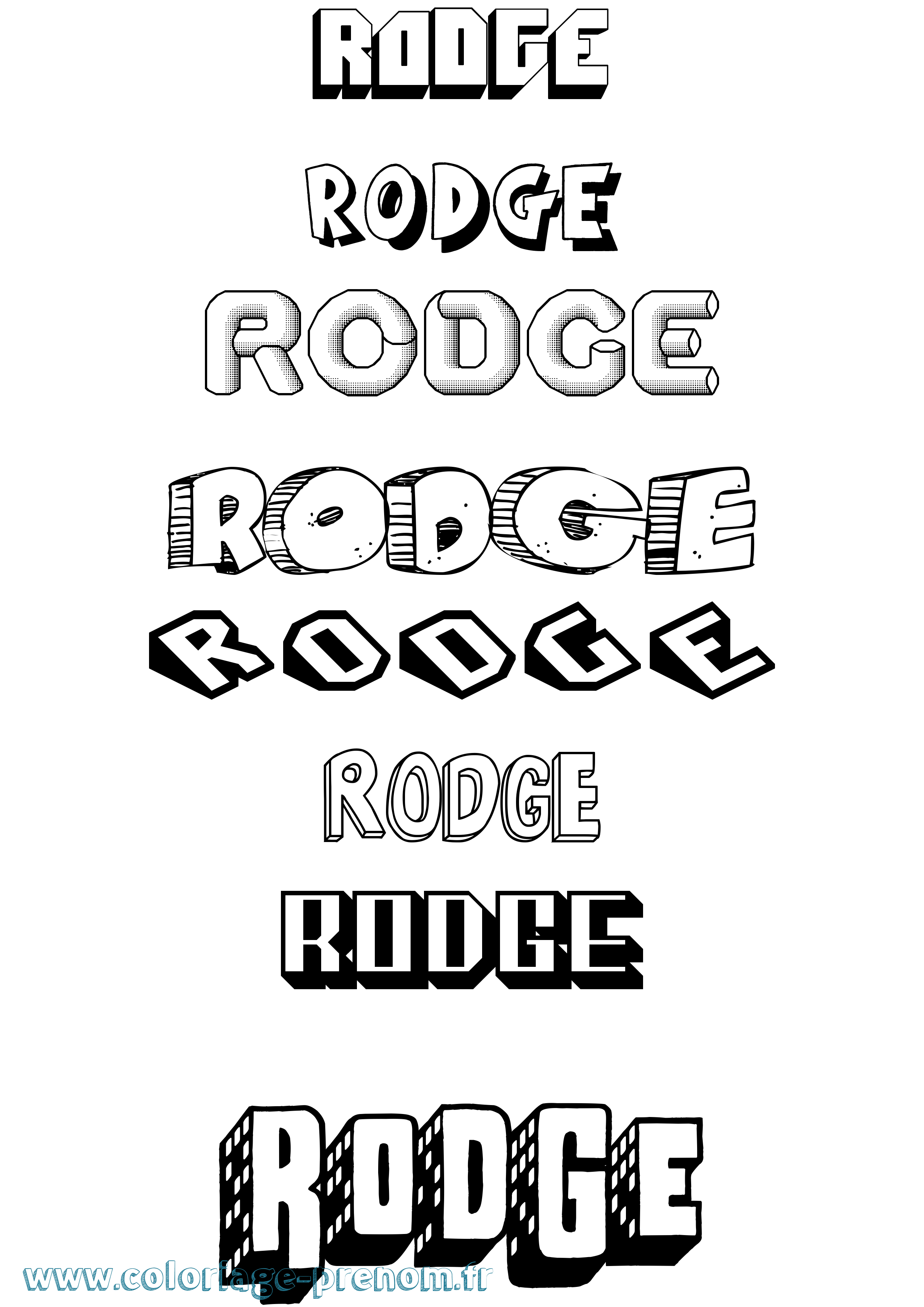 Coloriage Rodge Effet 3D Coloriage prénom Rodge Effet 3D