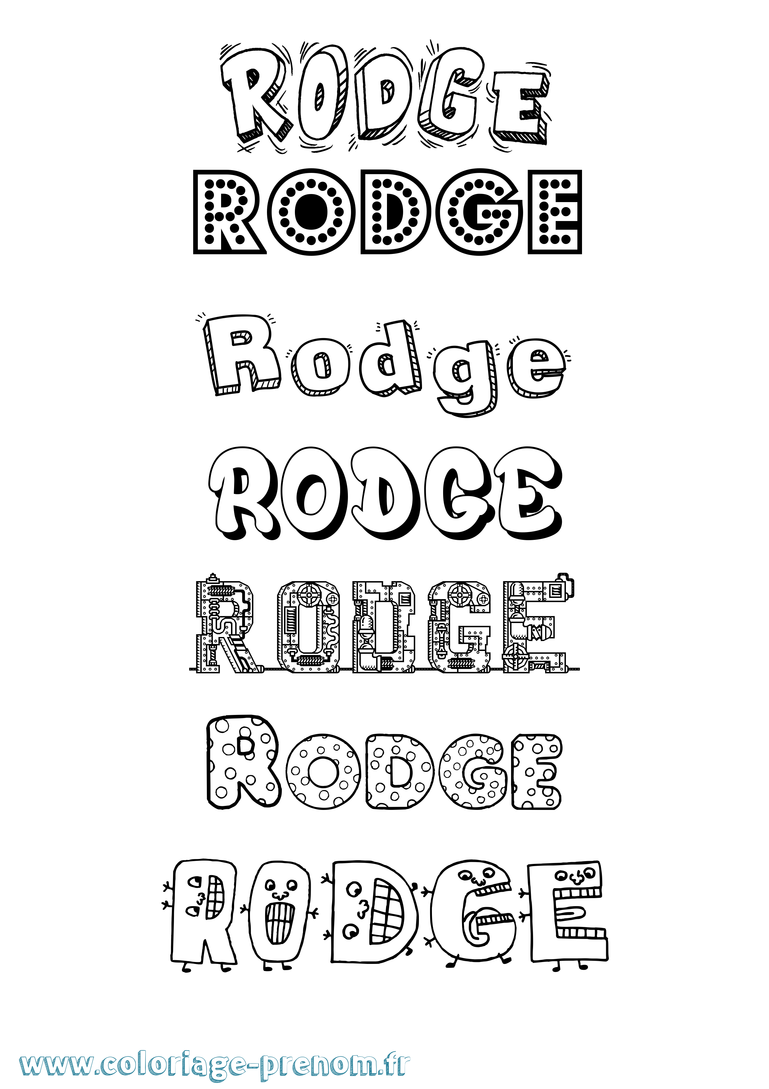 Coloriage Rodge Fun Coloriage prénom Rodge Fun