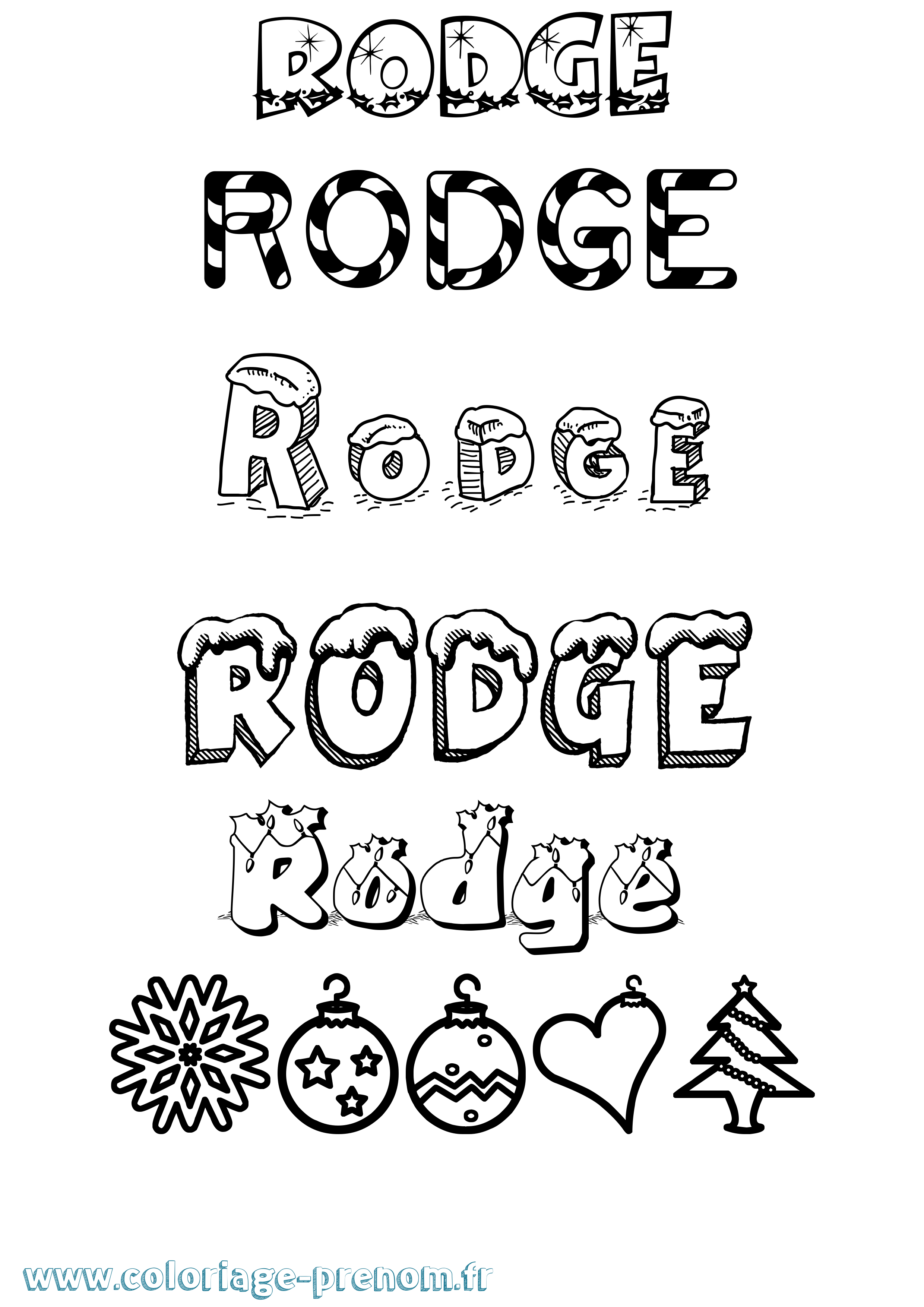 Coloriage Rodge Noël Coloriage prénom Rodge Noël