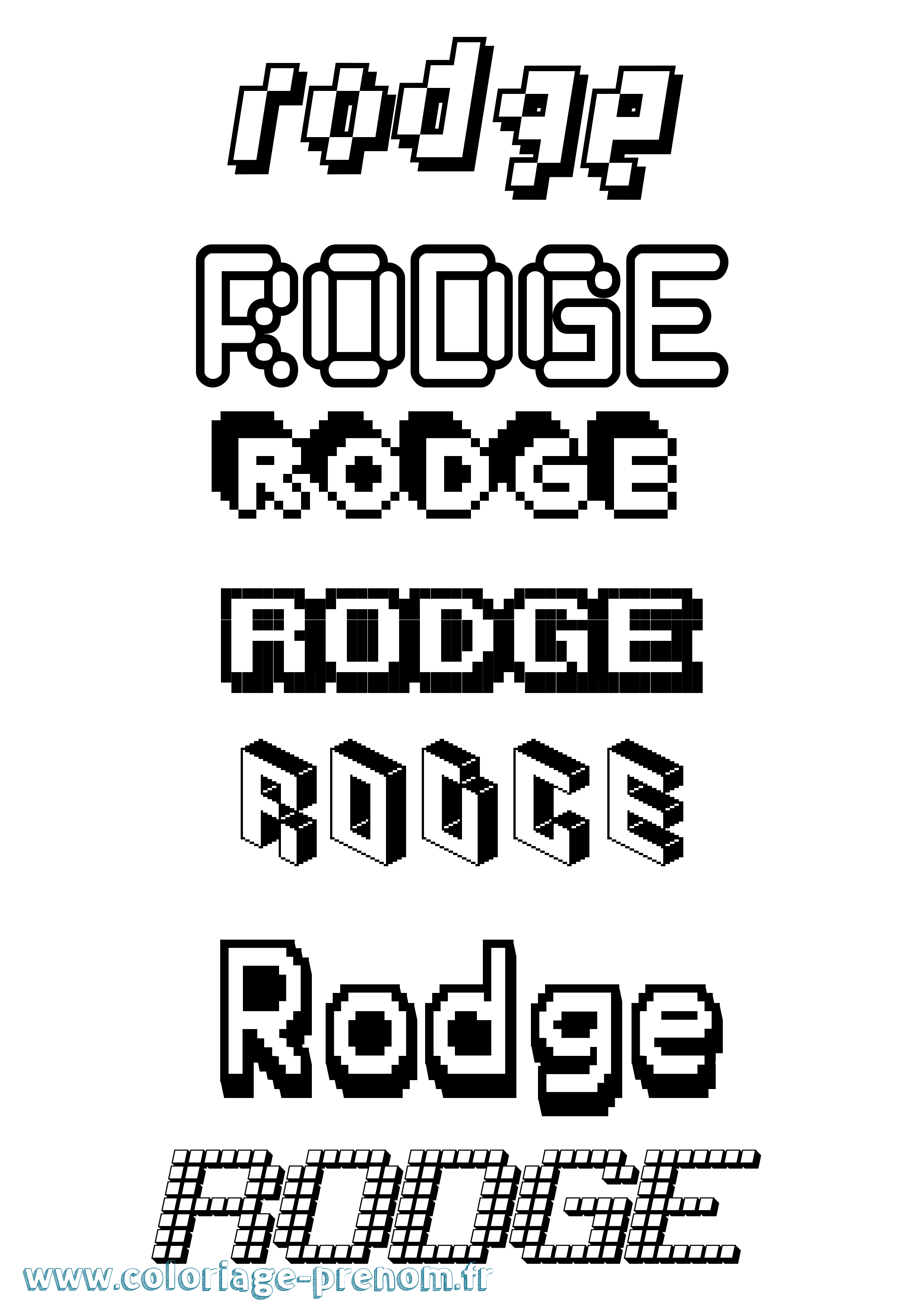 Coloriage Rodge Pixel Coloriage prénom Rodge Pixel