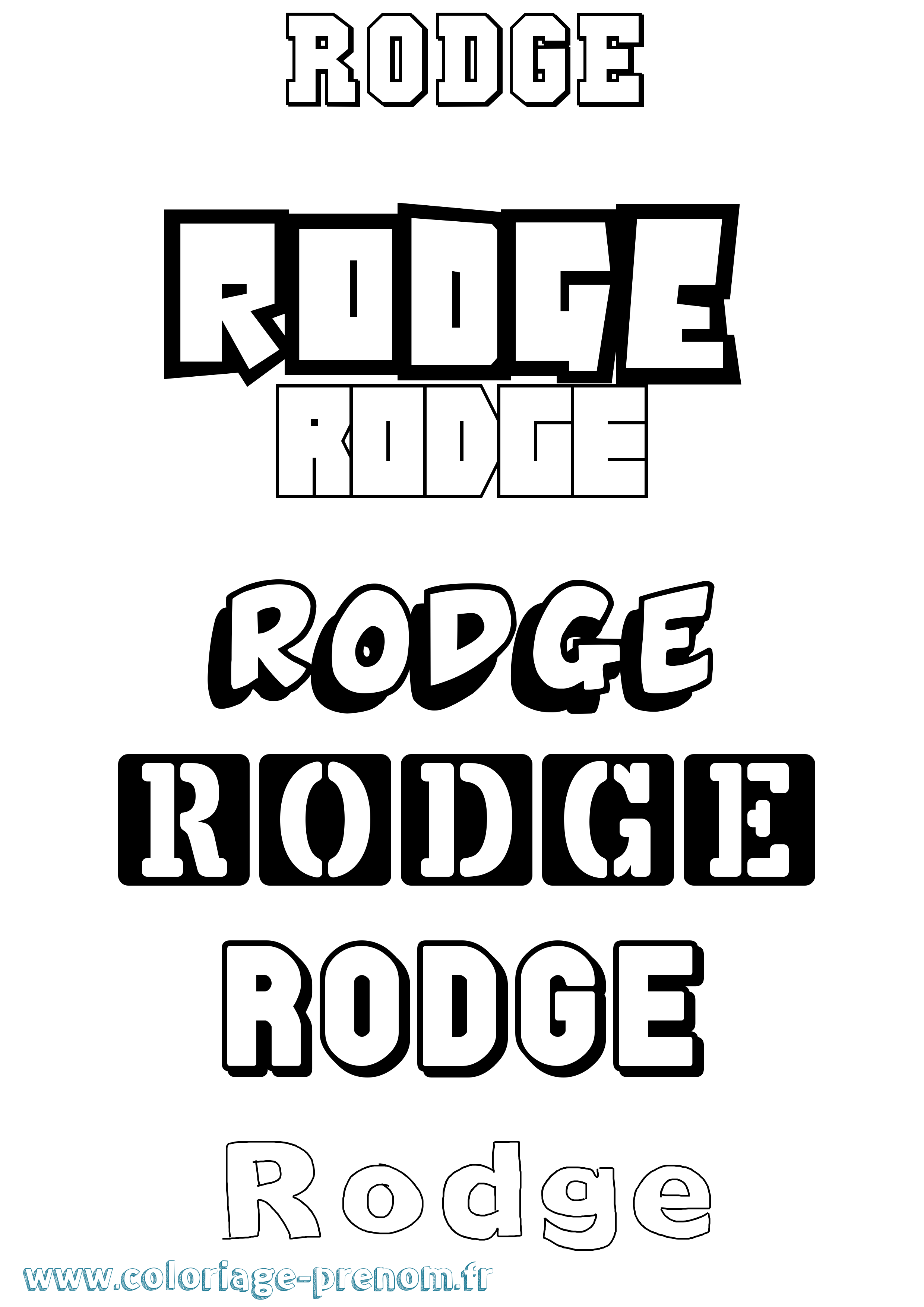 Coloriage Rodge Simple Coloriage prénom Rodge Simple