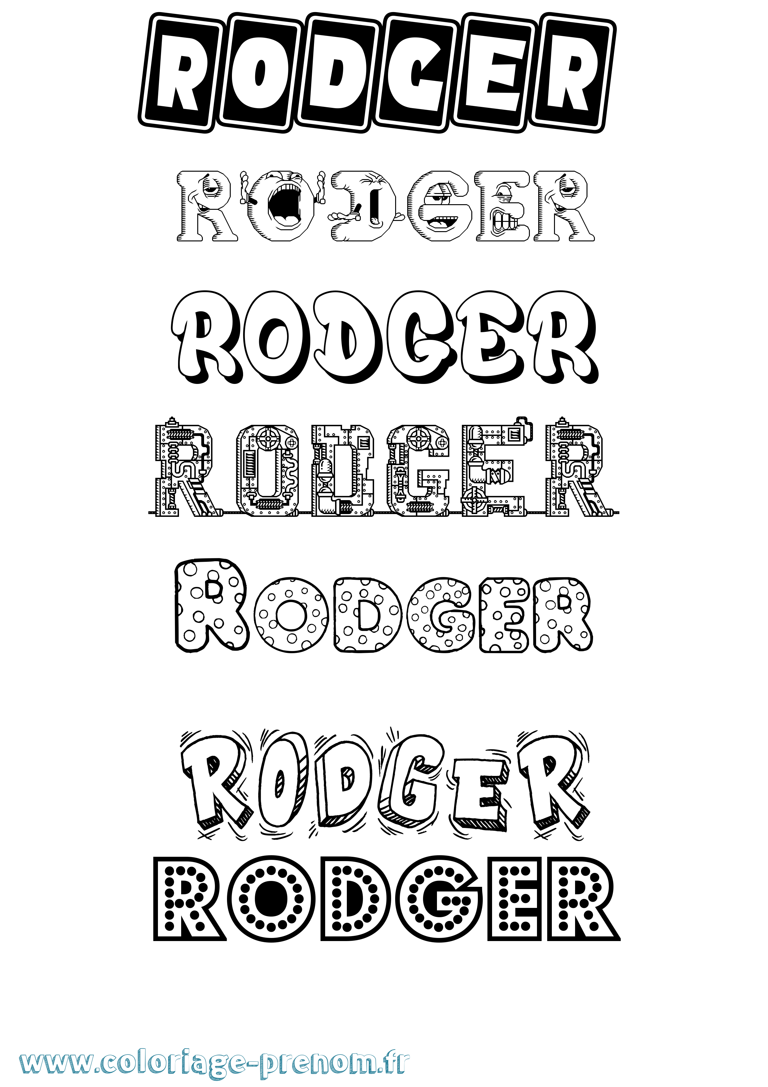 Coloriage Rodger Fun Coloriage prénom Rodger Fun