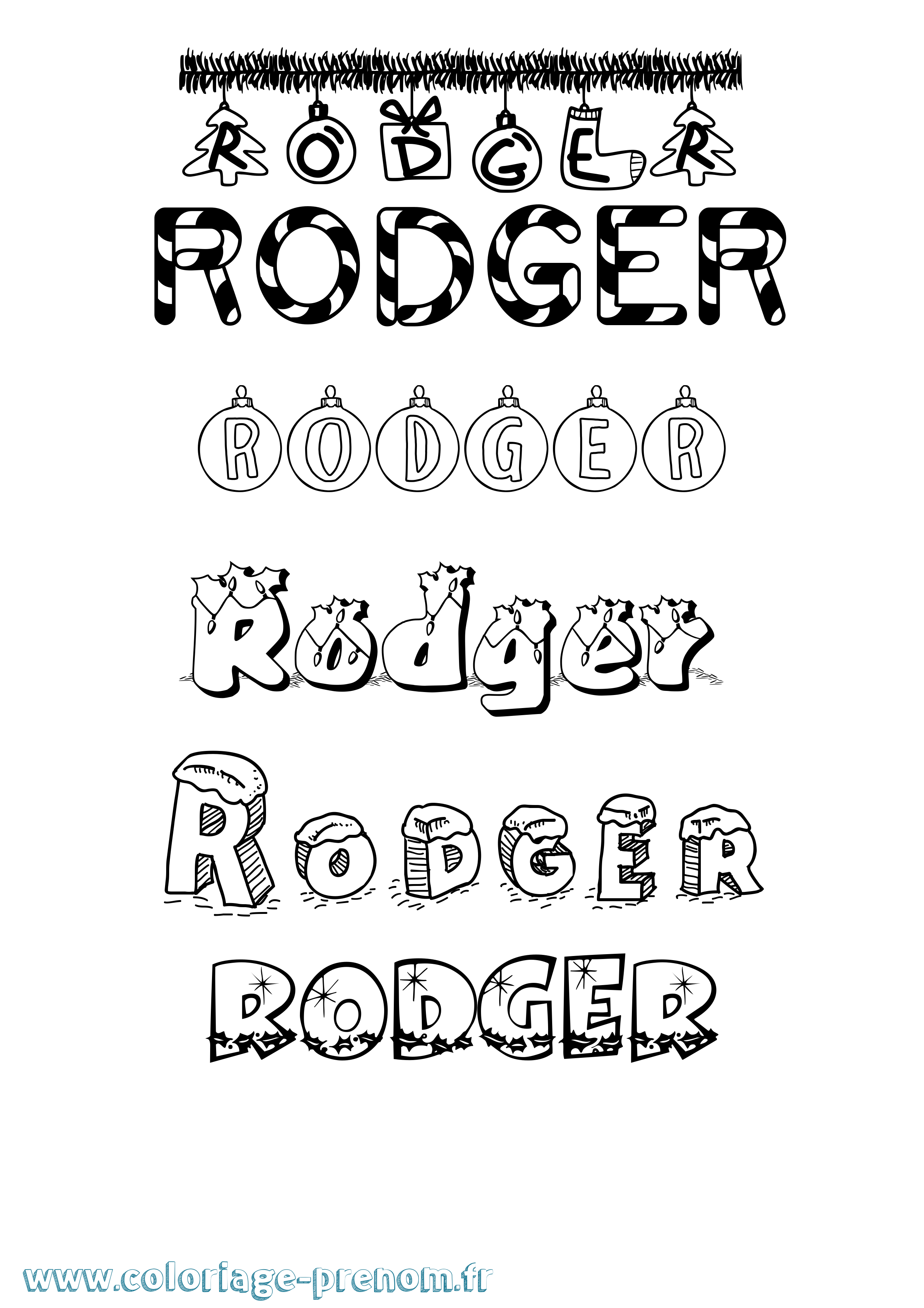 Coloriage Rodger Noël Coloriage prénom Rodger Noël