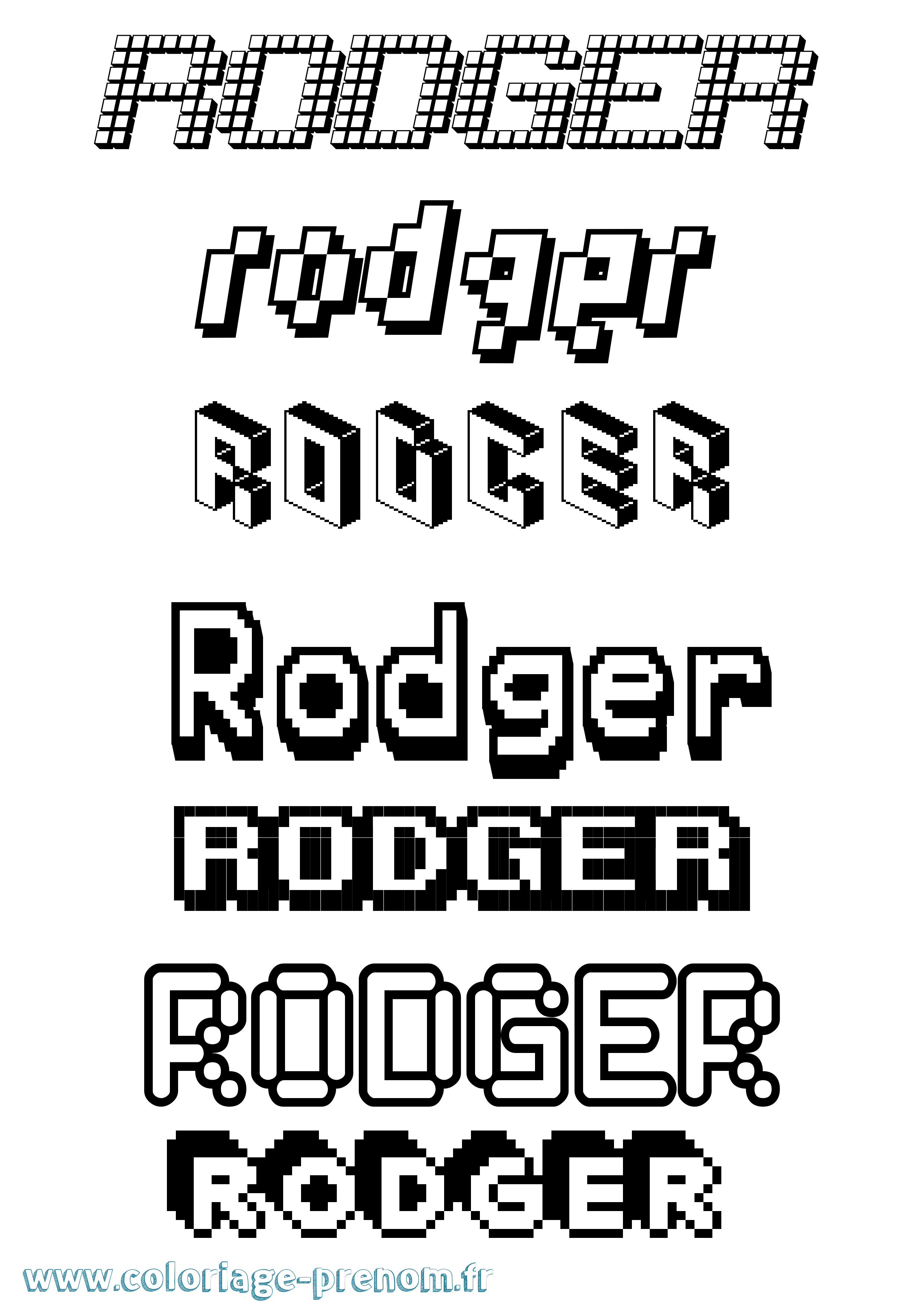 Coloriage Rodger Pixel Coloriage prénom Rodger Pixel