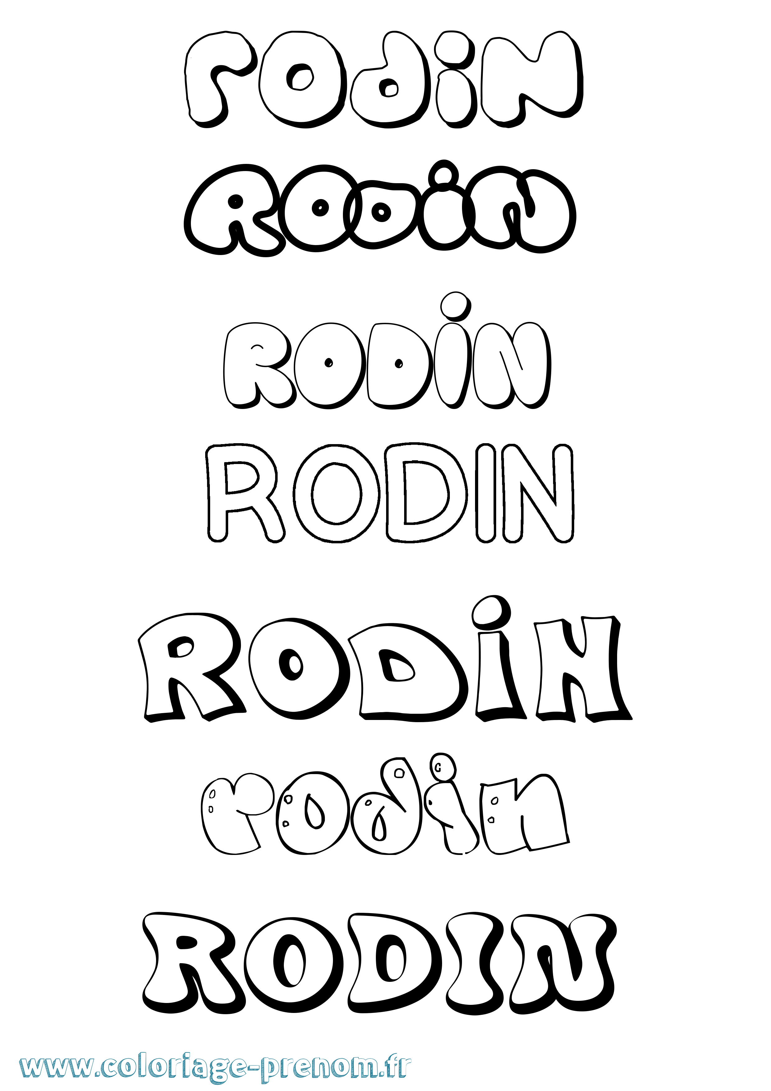 Coloriage Rodin Bubble Coloriage prénom Rodin Bubble