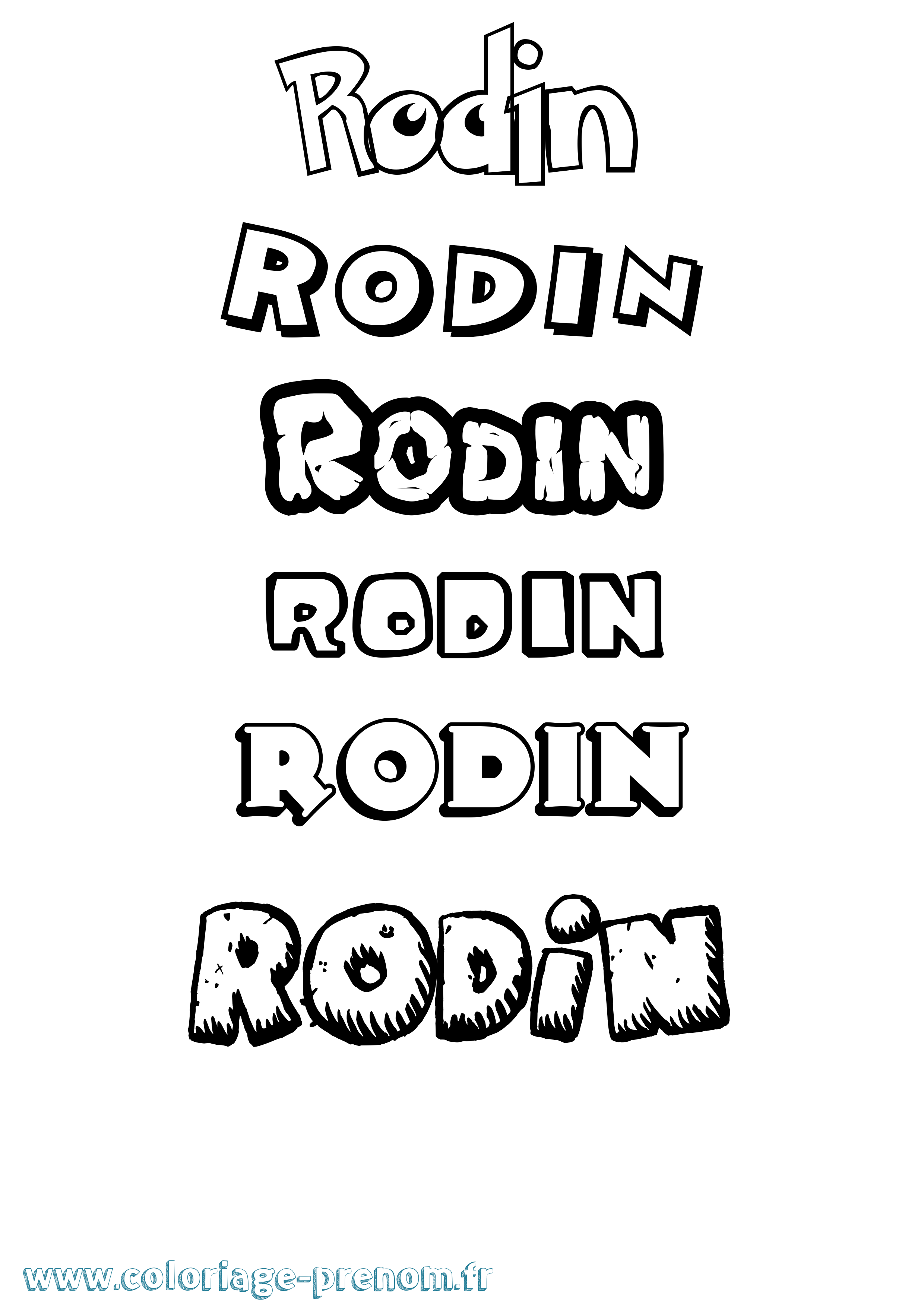 Coloriage Rodin Dessin Animé Coloriage prénom Rodin Dessin Animé