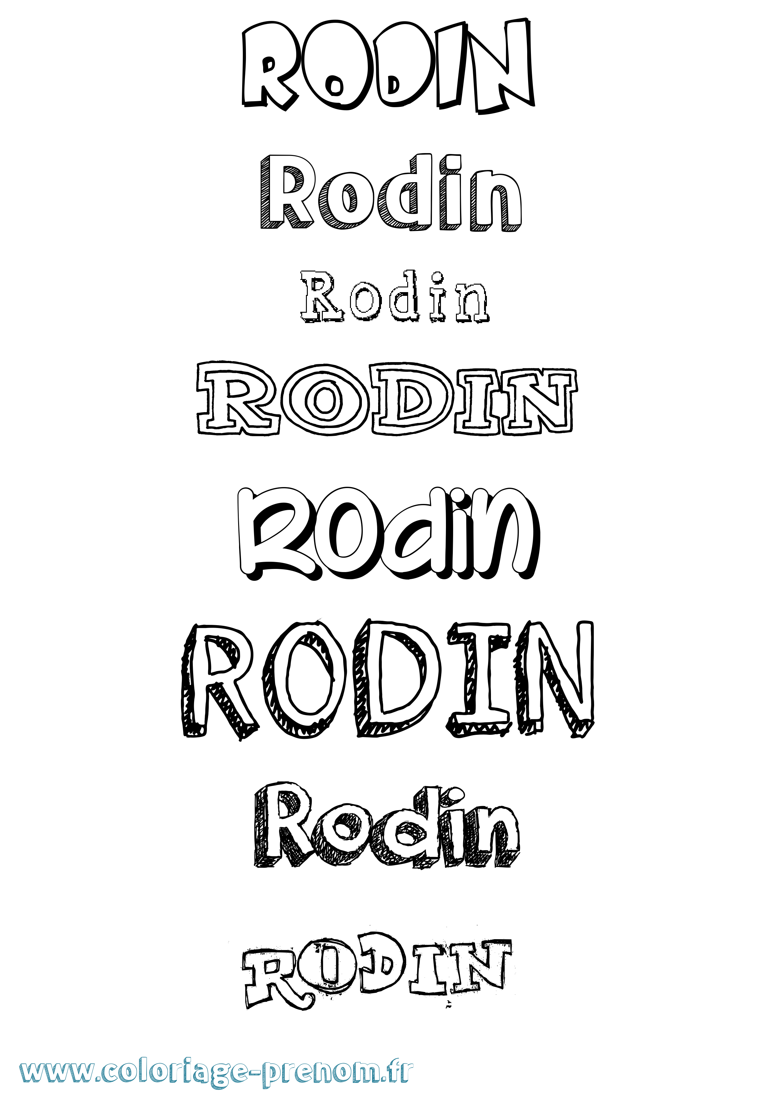 Coloriage Rodin Dessiné Coloriage prénom Rodin Dessiné