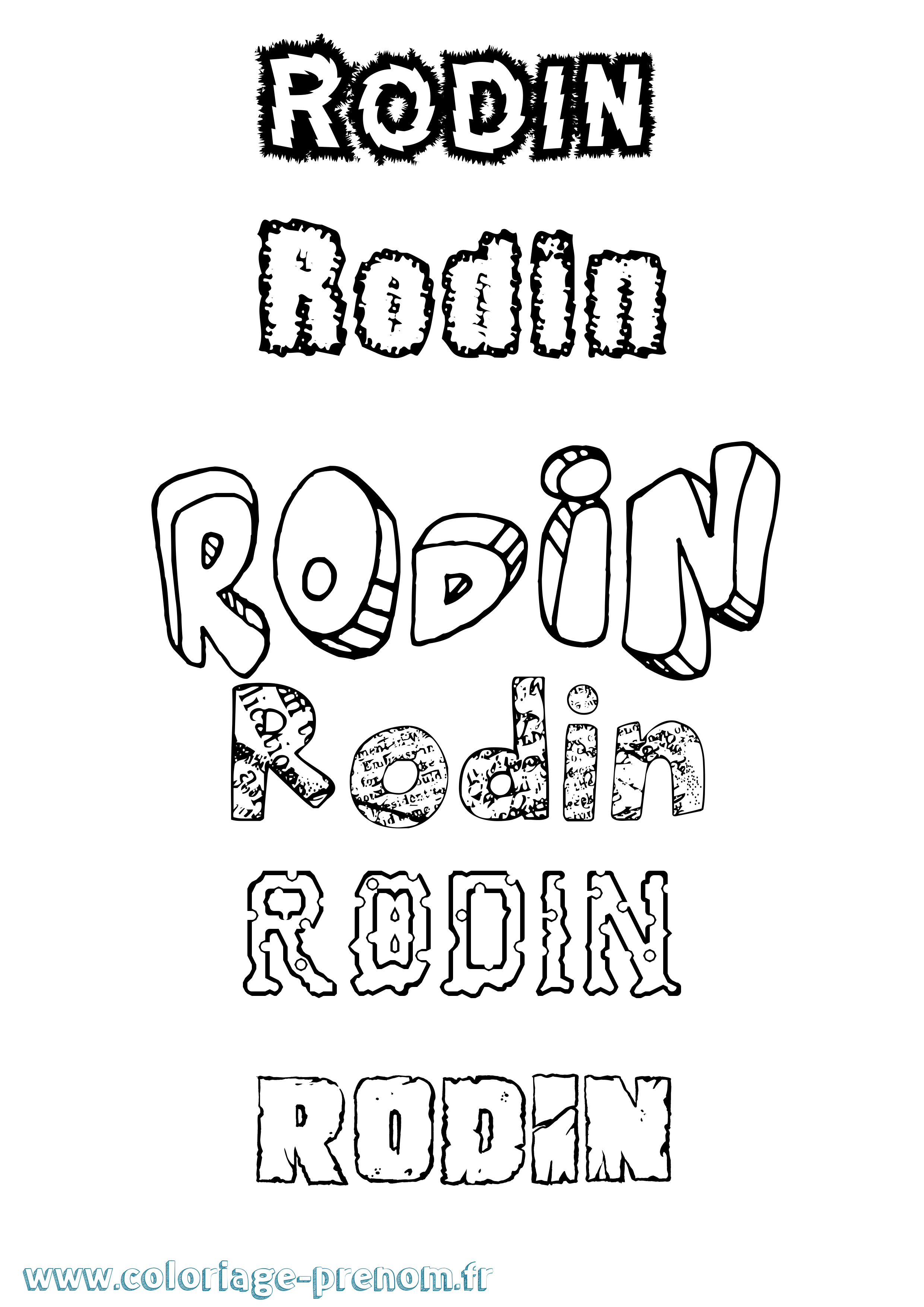 Coloriage Rodin Destructuré Coloriage prénom Rodin Destructuré