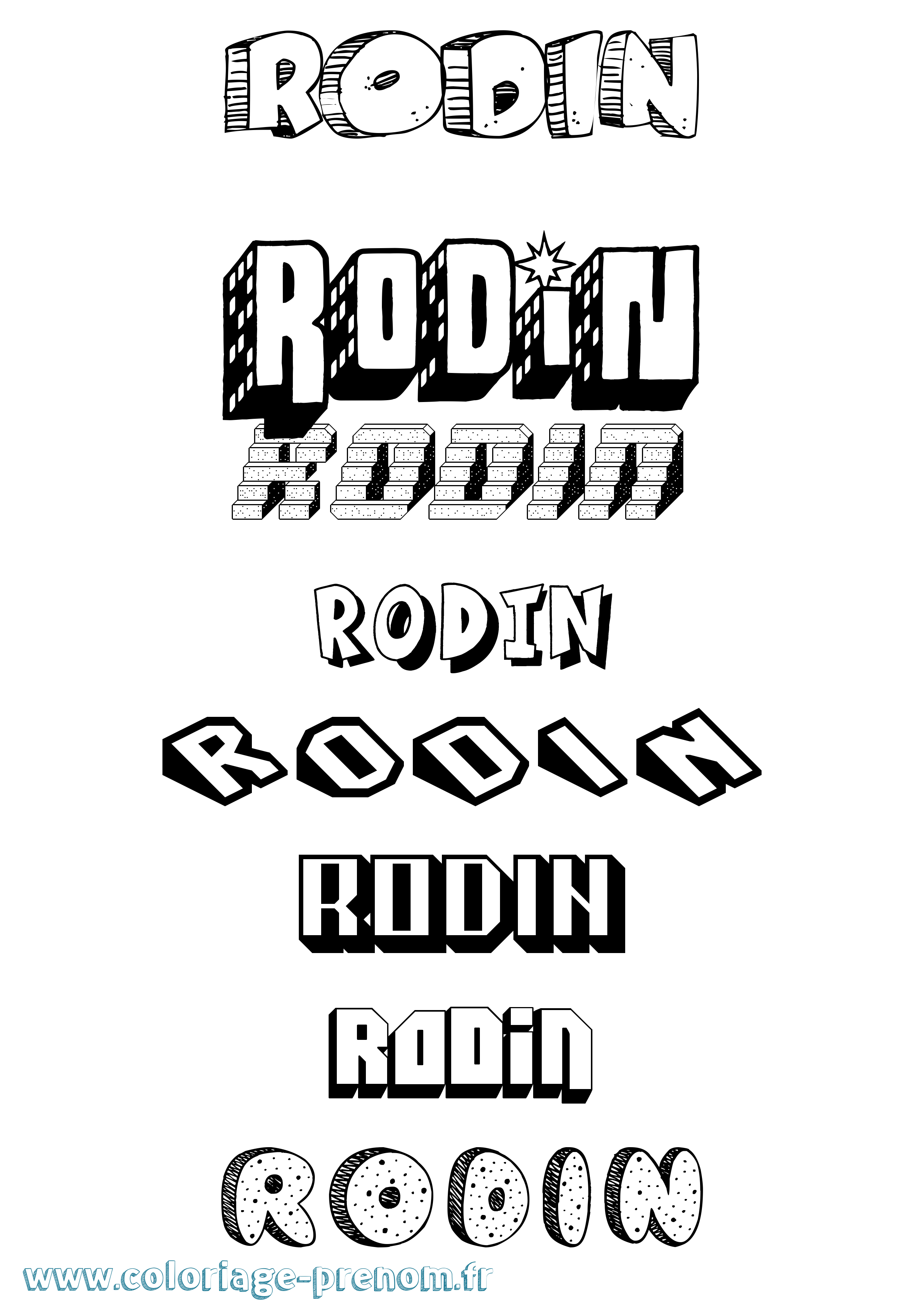 Coloriage Rodin Effet 3D Coloriage prénom Rodin Effet 3D
