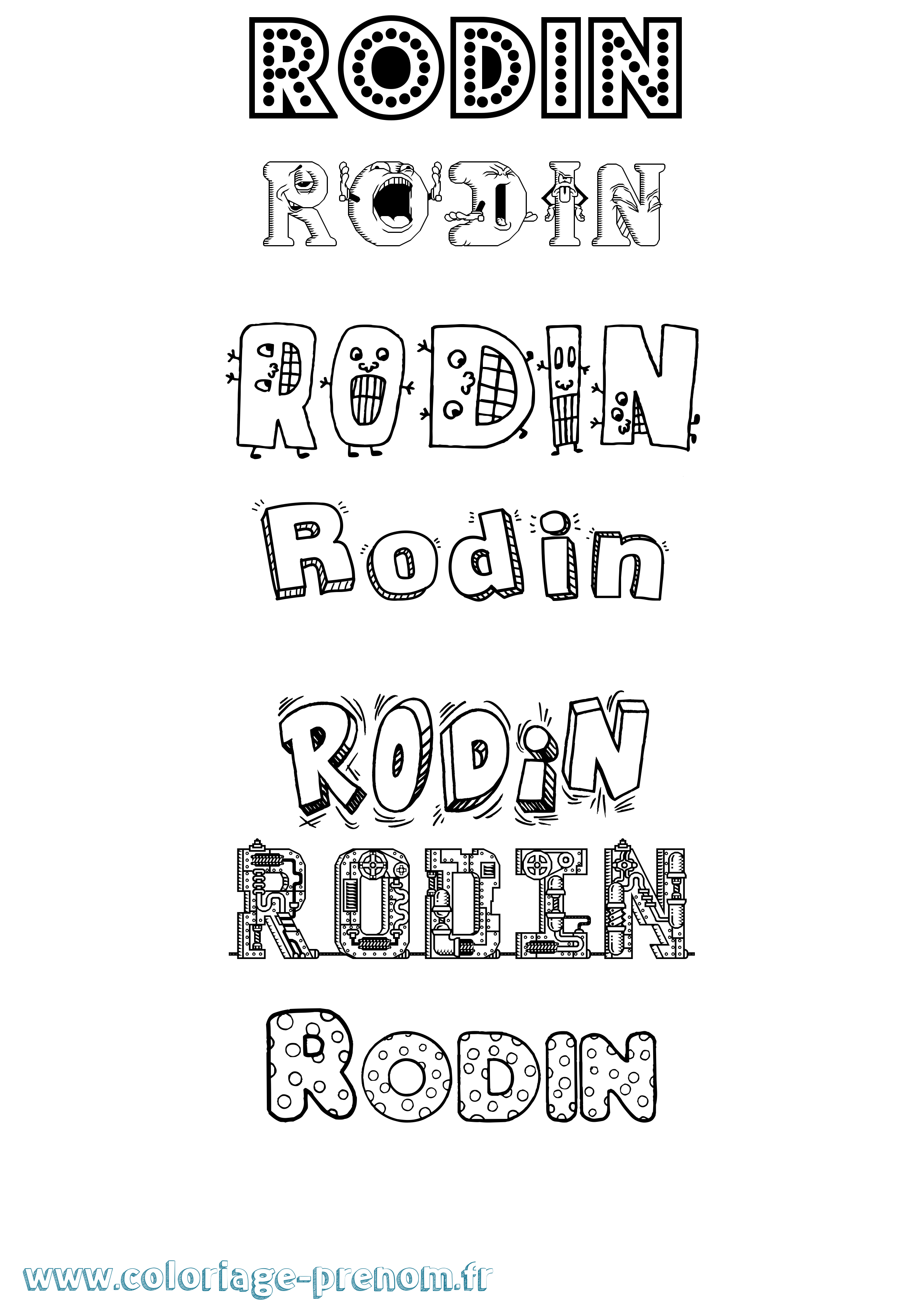 Coloriage Rodin Fun Coloriage prénom Rodin Fun