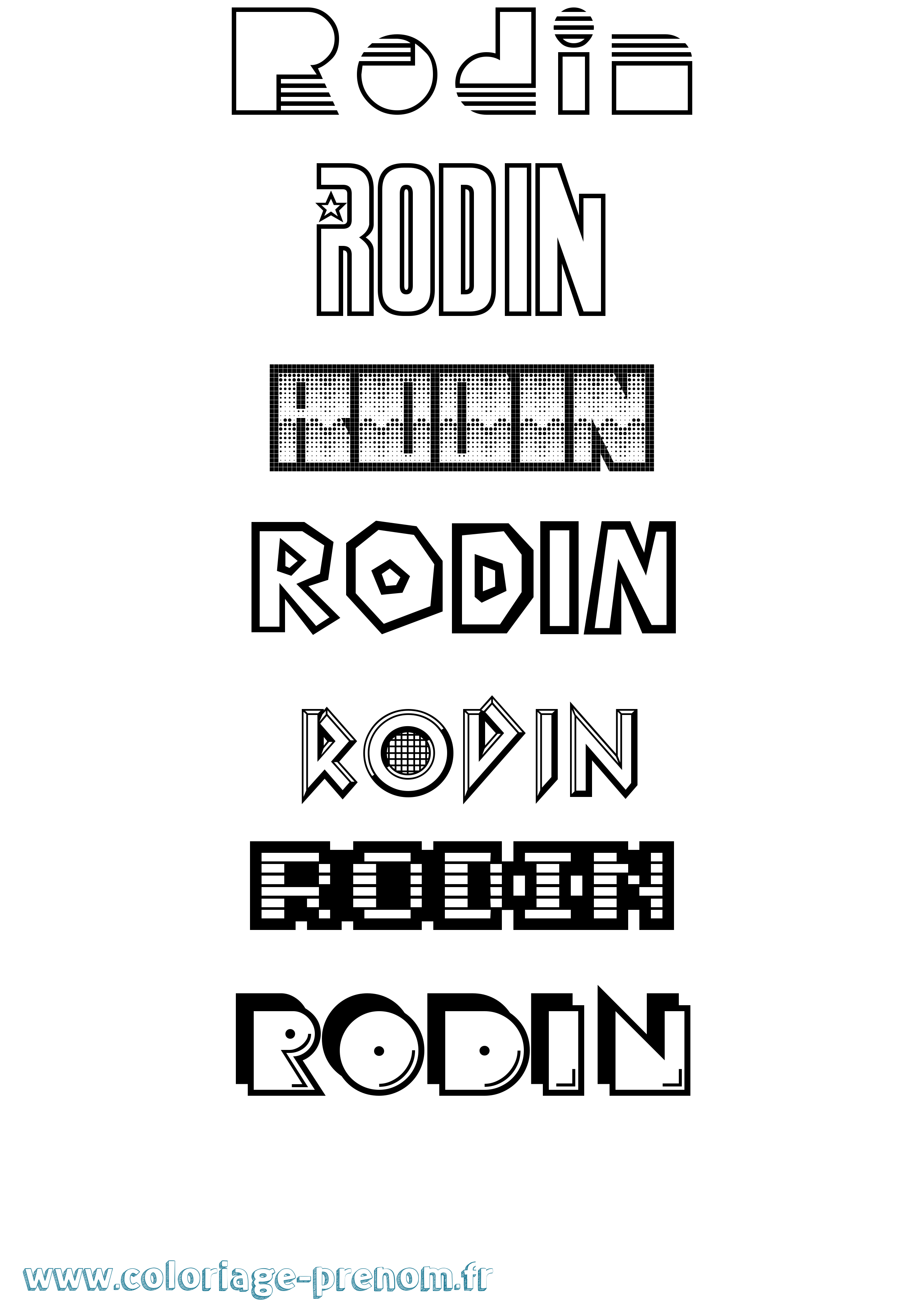 Coloriage Rodin Jeux Vidéos Coloriage prénom Rodin Jeux Vidéos