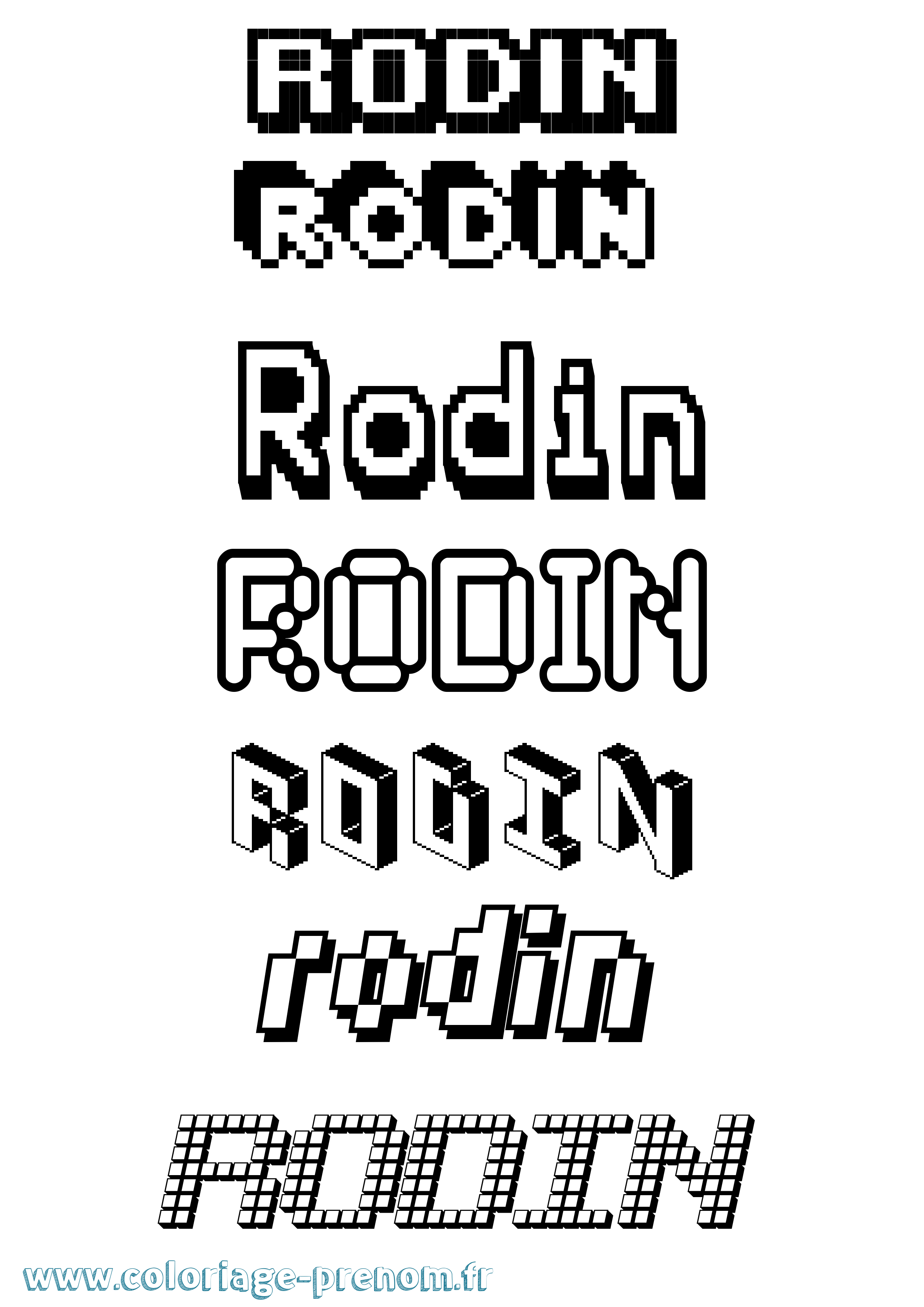Coloriage Rodin Pixel Coloriage prénom Rodin Pixel