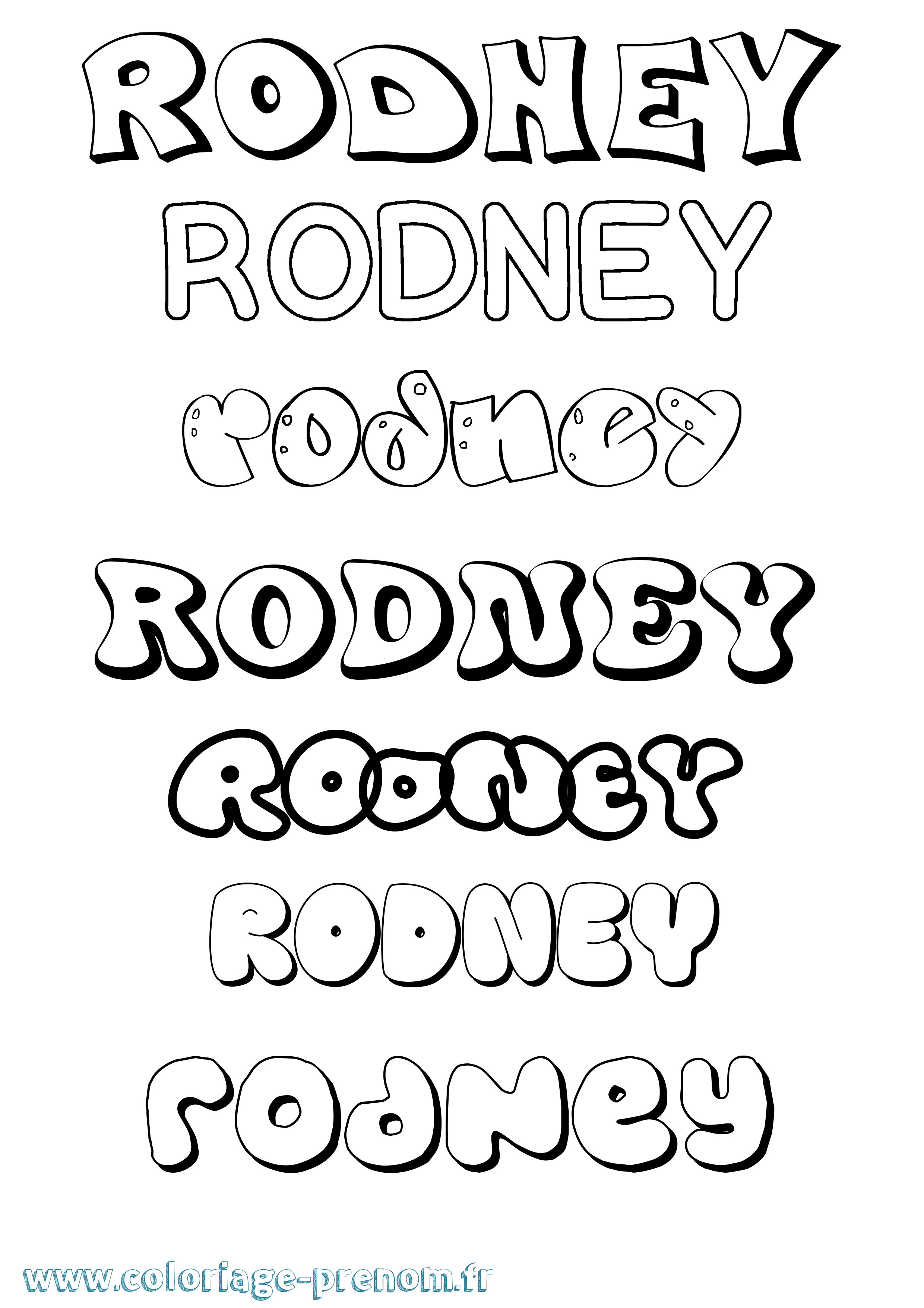 Coloriage Rodney Bubble Coloriage prénom Rodney Bubble