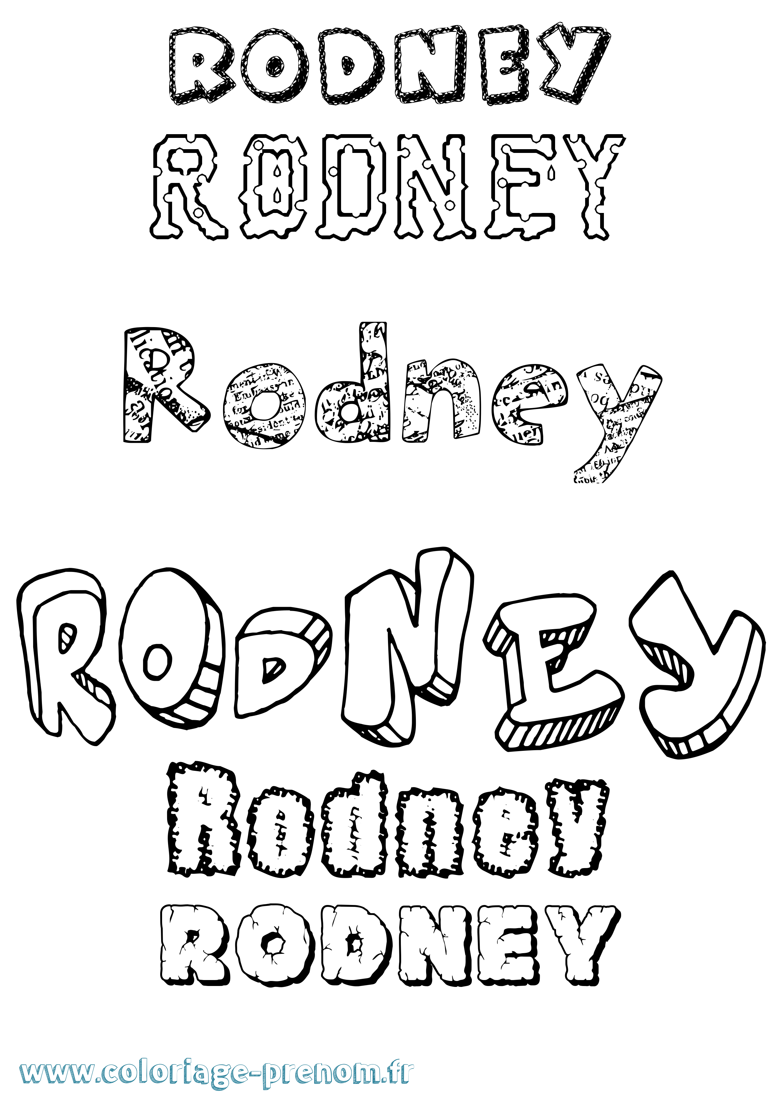 Coloriage Rodney Destructuré Coloriage prénom Rodney Destructuré