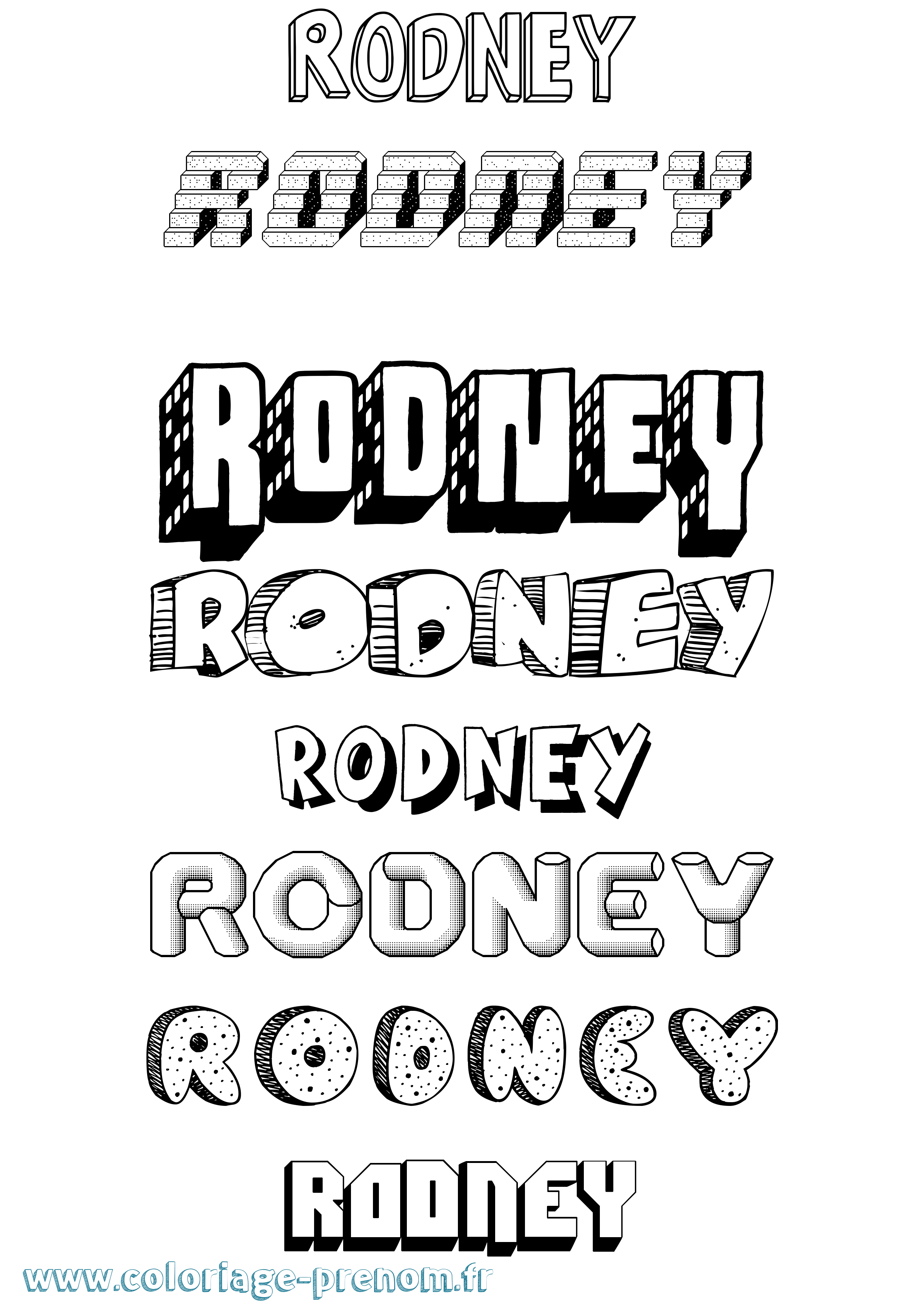 Coloriage Rodney Effet 3D Coloriage prénom Rodney Effet 3D
