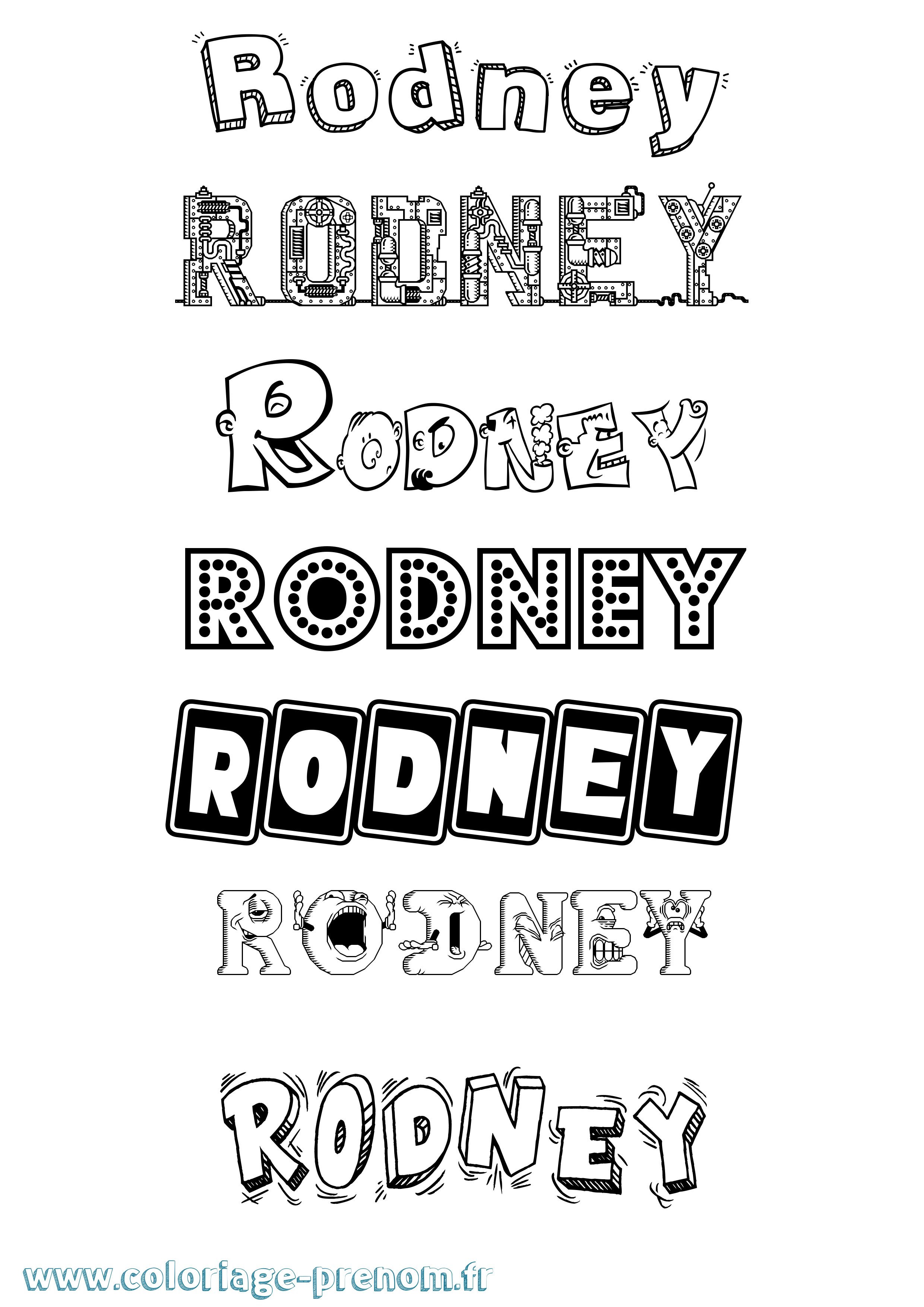 Coloriage Rodney Fun Coloriage prénom Rodney Fun