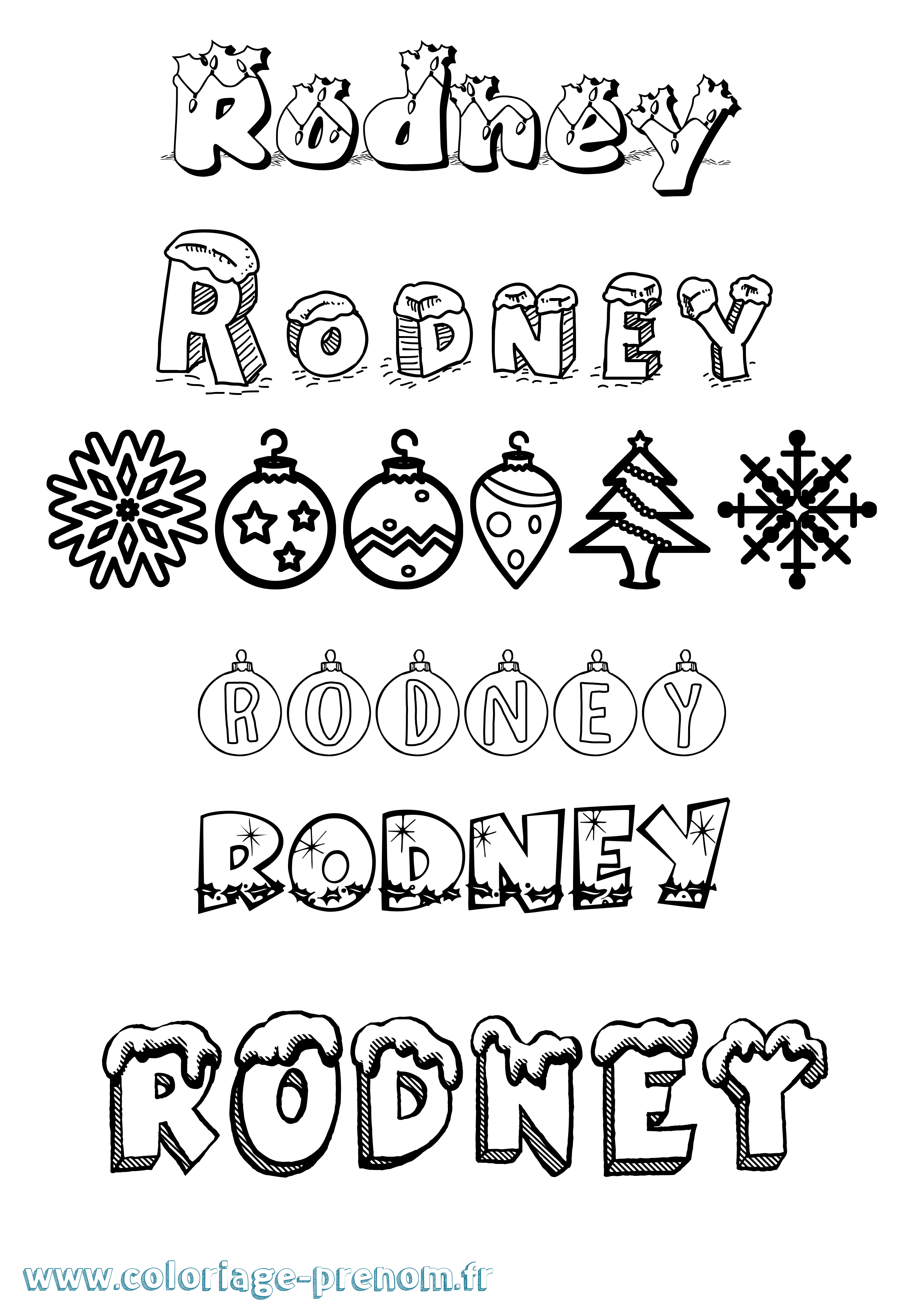 Coloriage Rodney Noël Coloriage prénom Rodney Noël