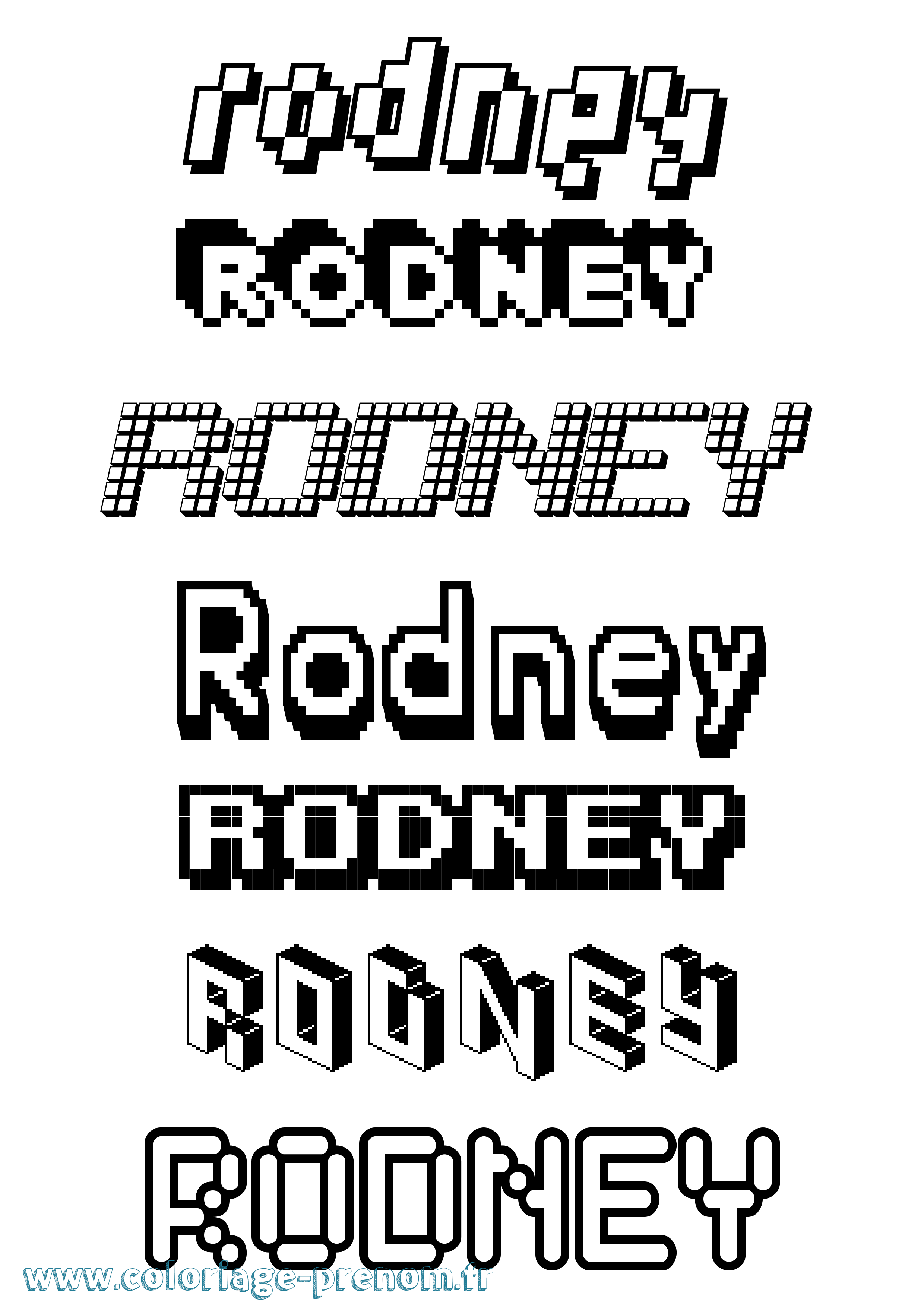Coloriage Rodney Pixel Coloriage prénom Rodney Pixel