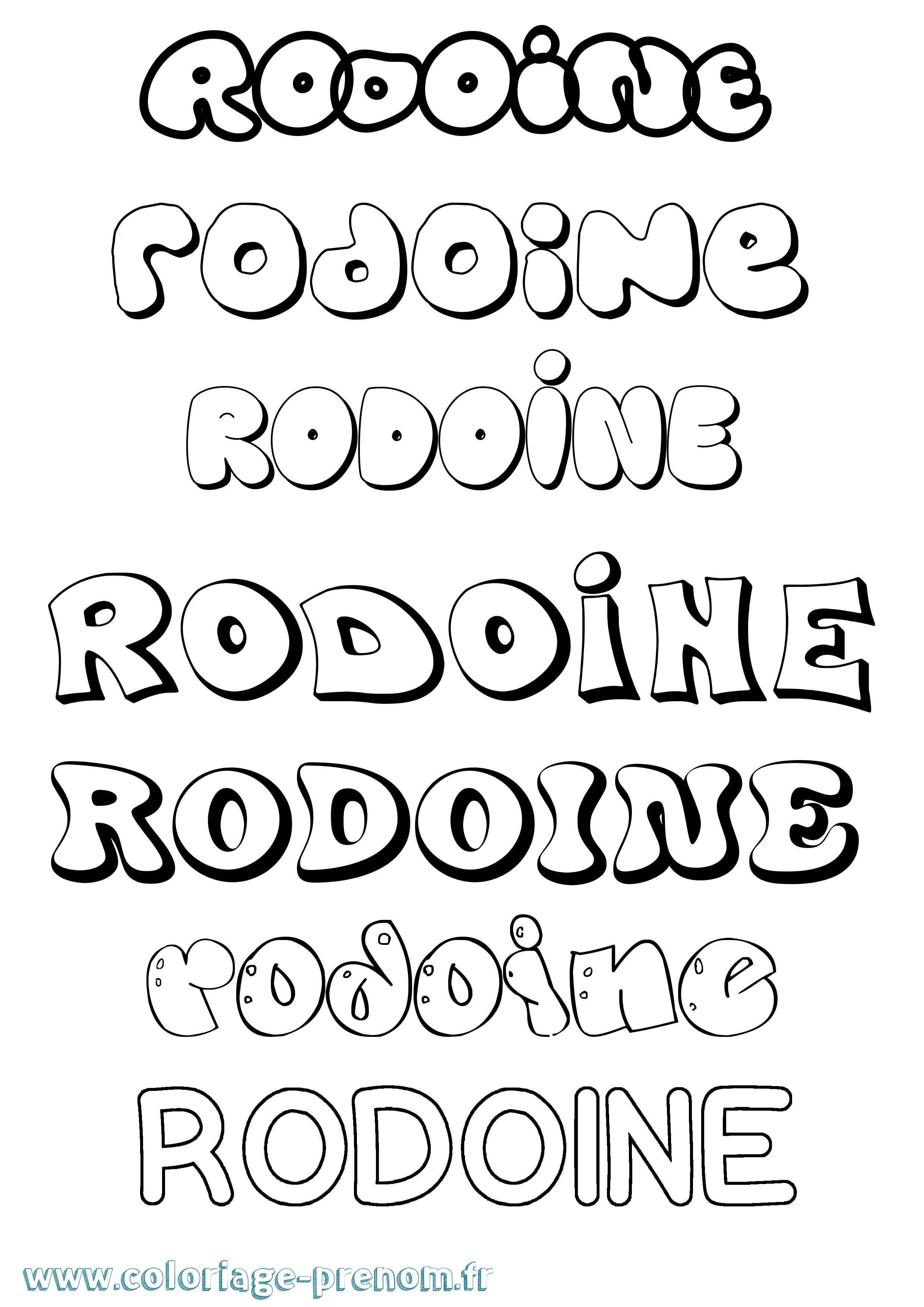 Coloriage Rodoine Bubble Coloriage prénom Rodoine Bubble