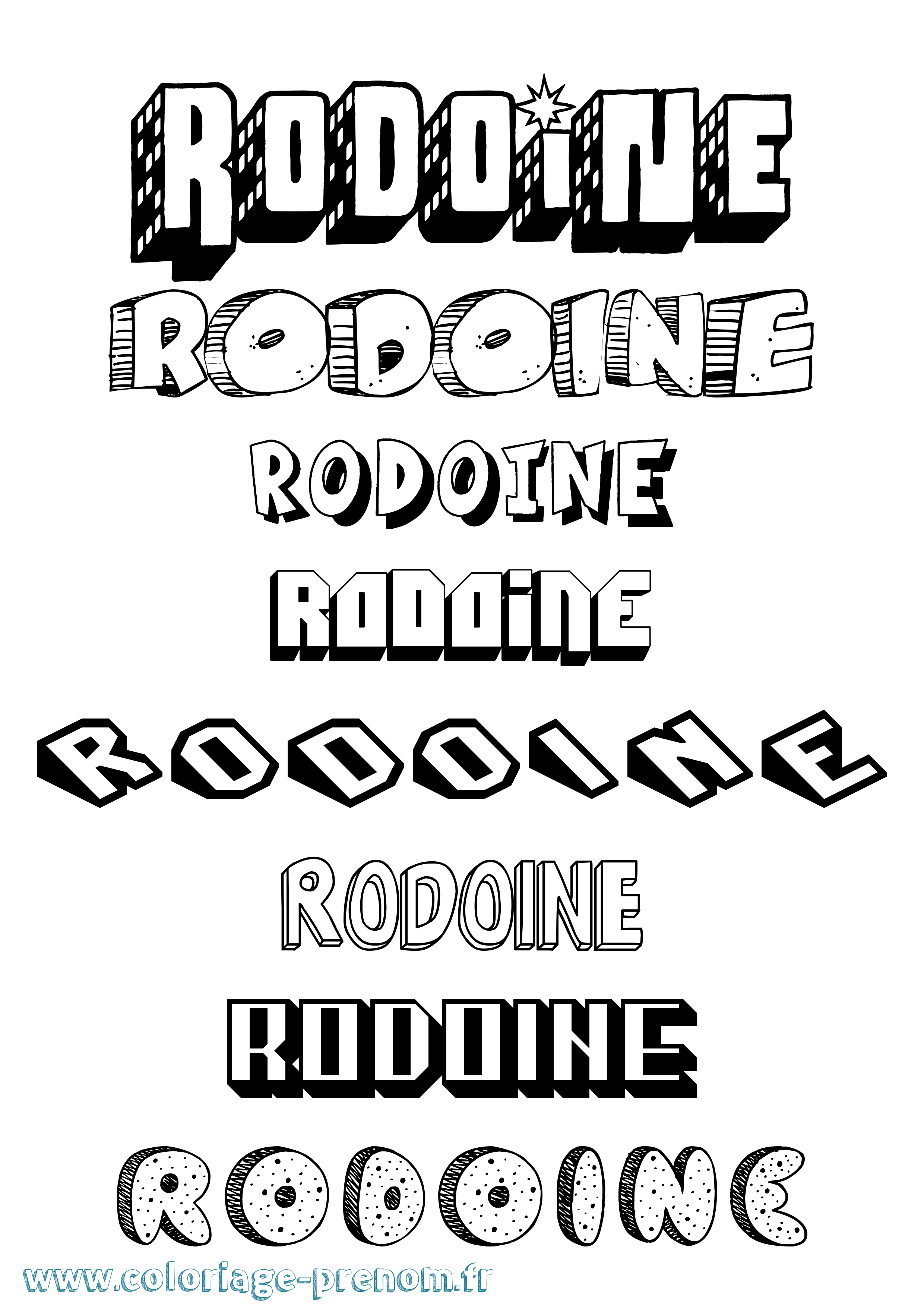 Coloriage Rodoine Effet 3D Coloriage prénom Rodoine Effet 3D