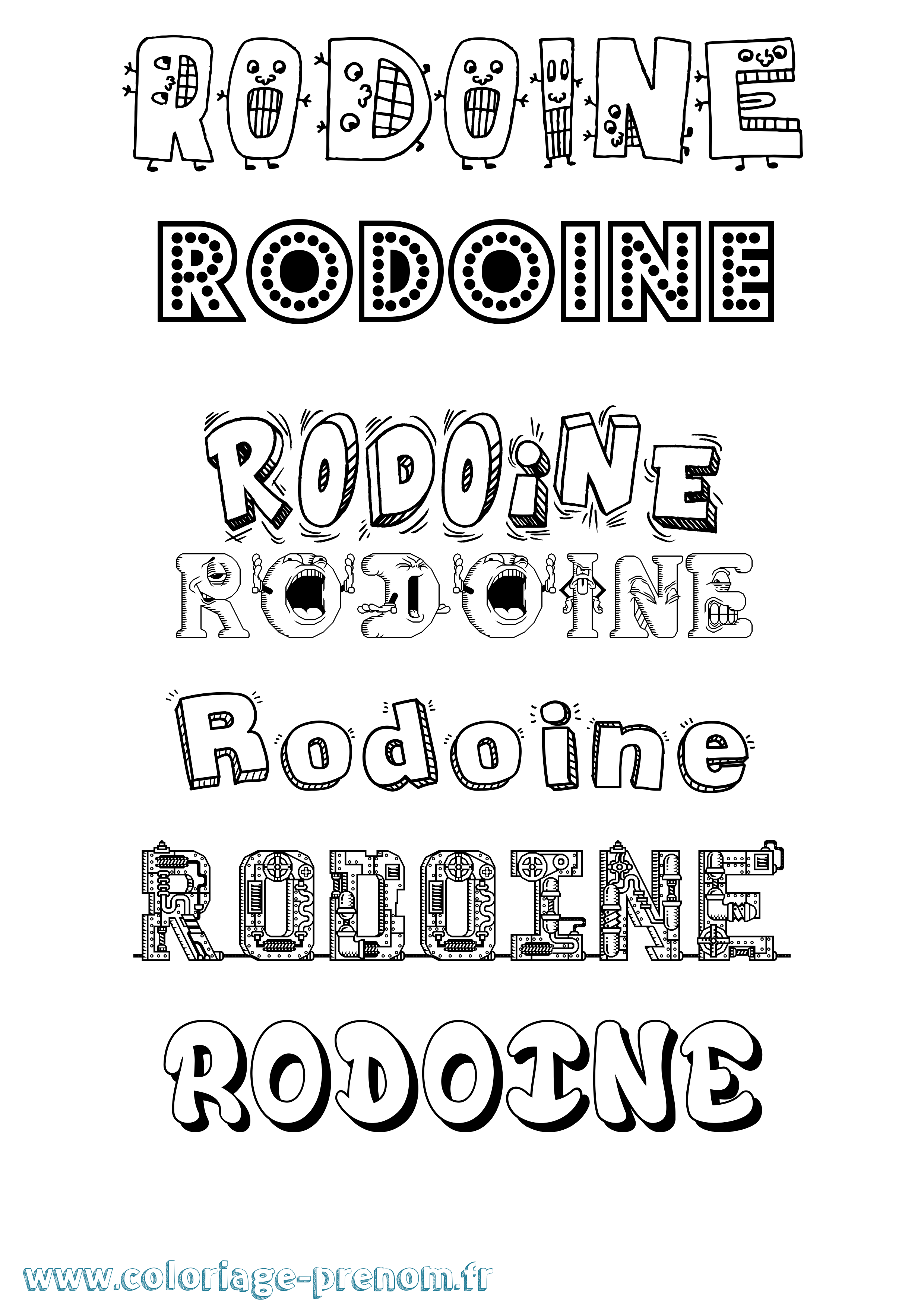 Coloriage Rodoine Fun Coloriage prénom Rodoine Fun