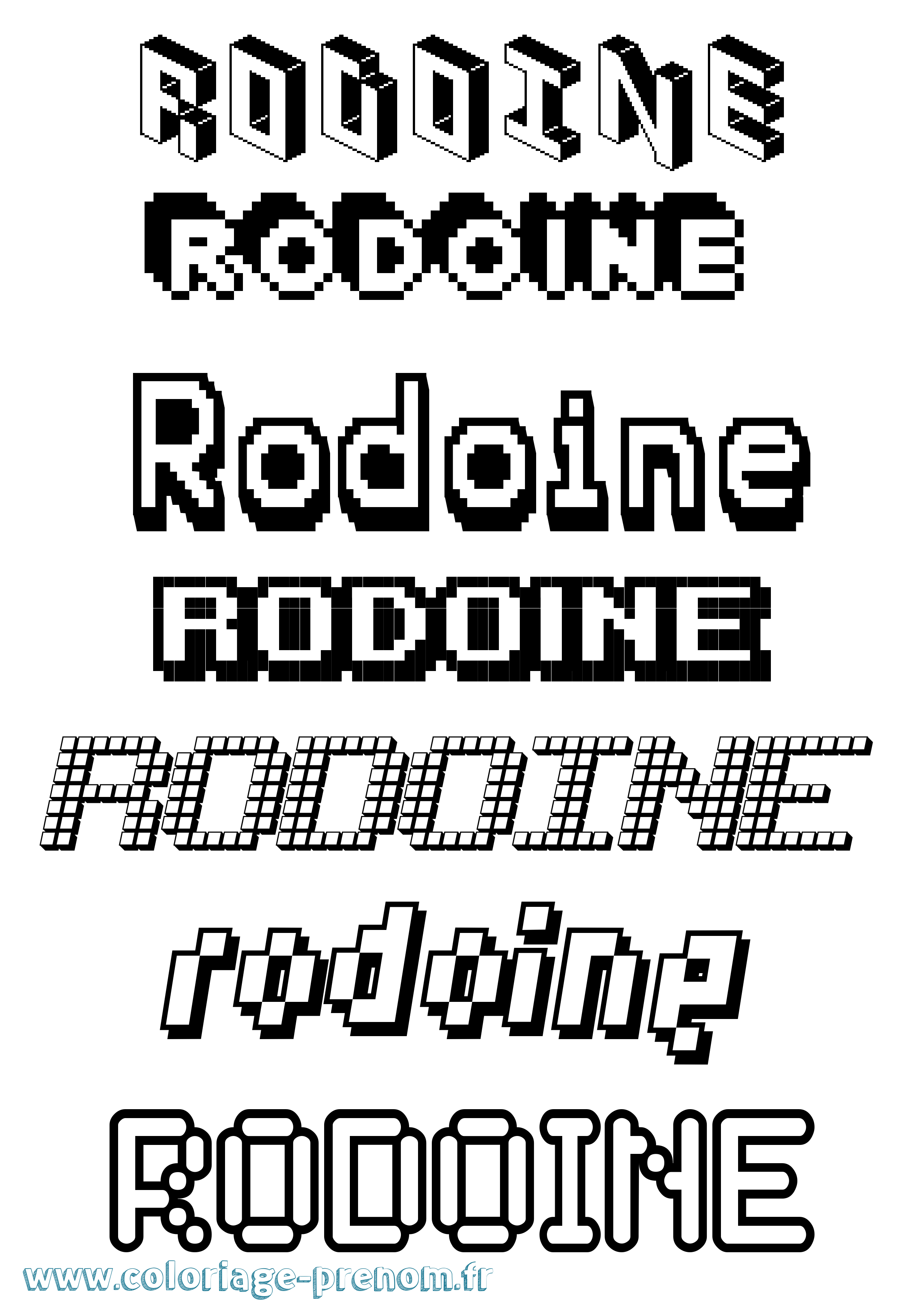 Coloriage Rodoine Pixel Coloriage prénom Rodoine Pixel