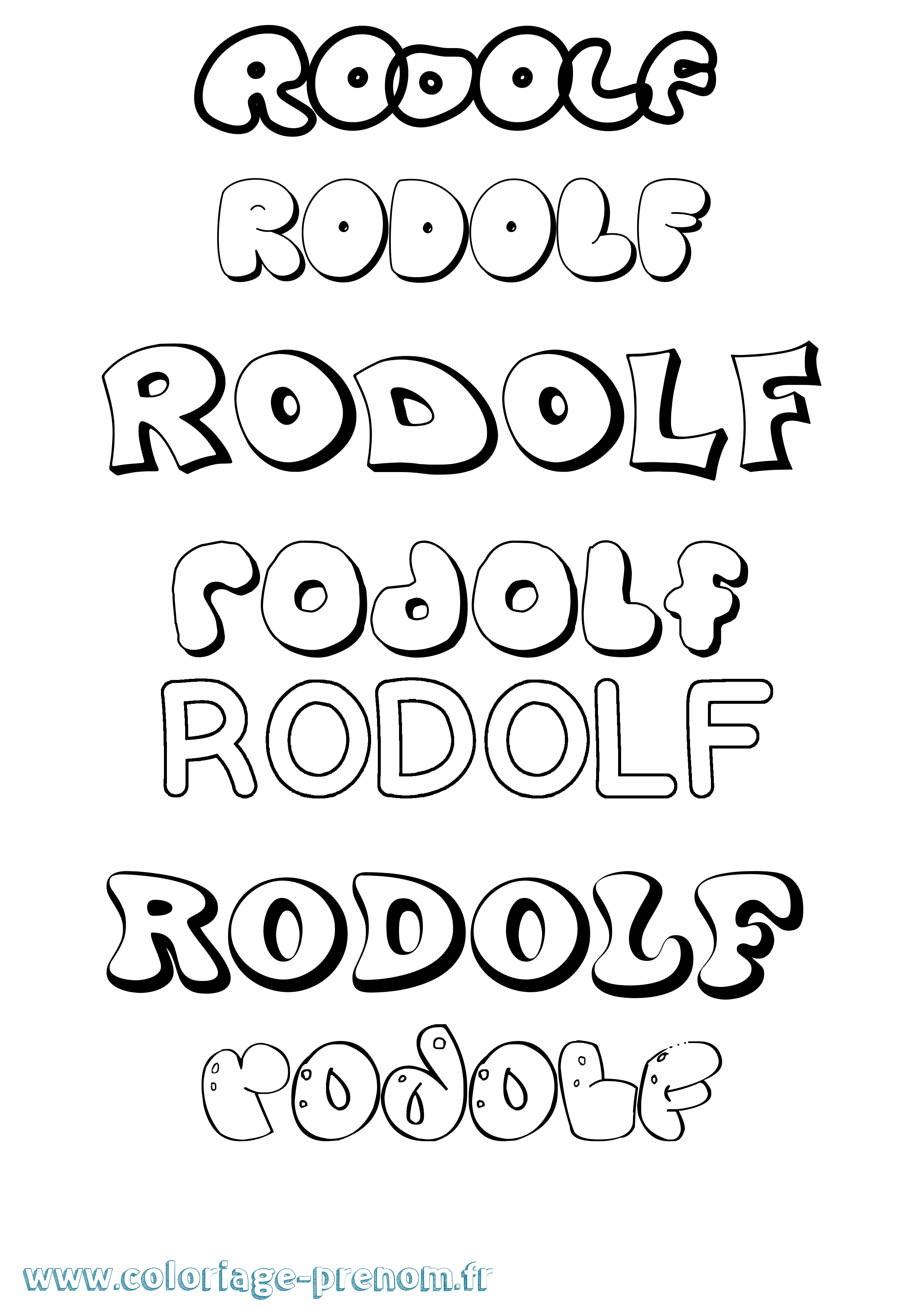 Coloriage Rodolf Bubble Coloriage prénom Rodolf Bubble
