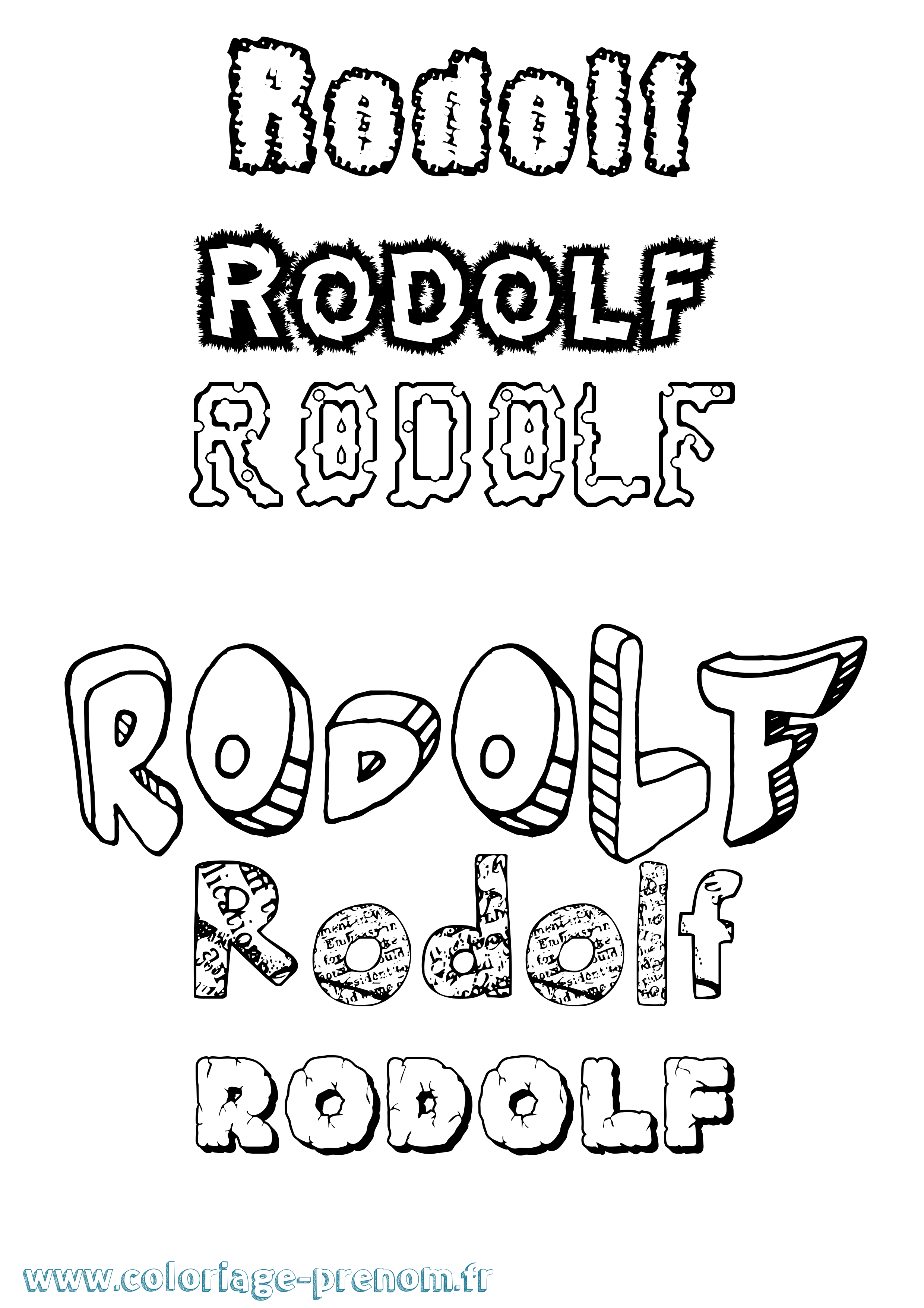 Coloriage Rodolf Destructuré Coloriage prénom Rodolf Destructuré
