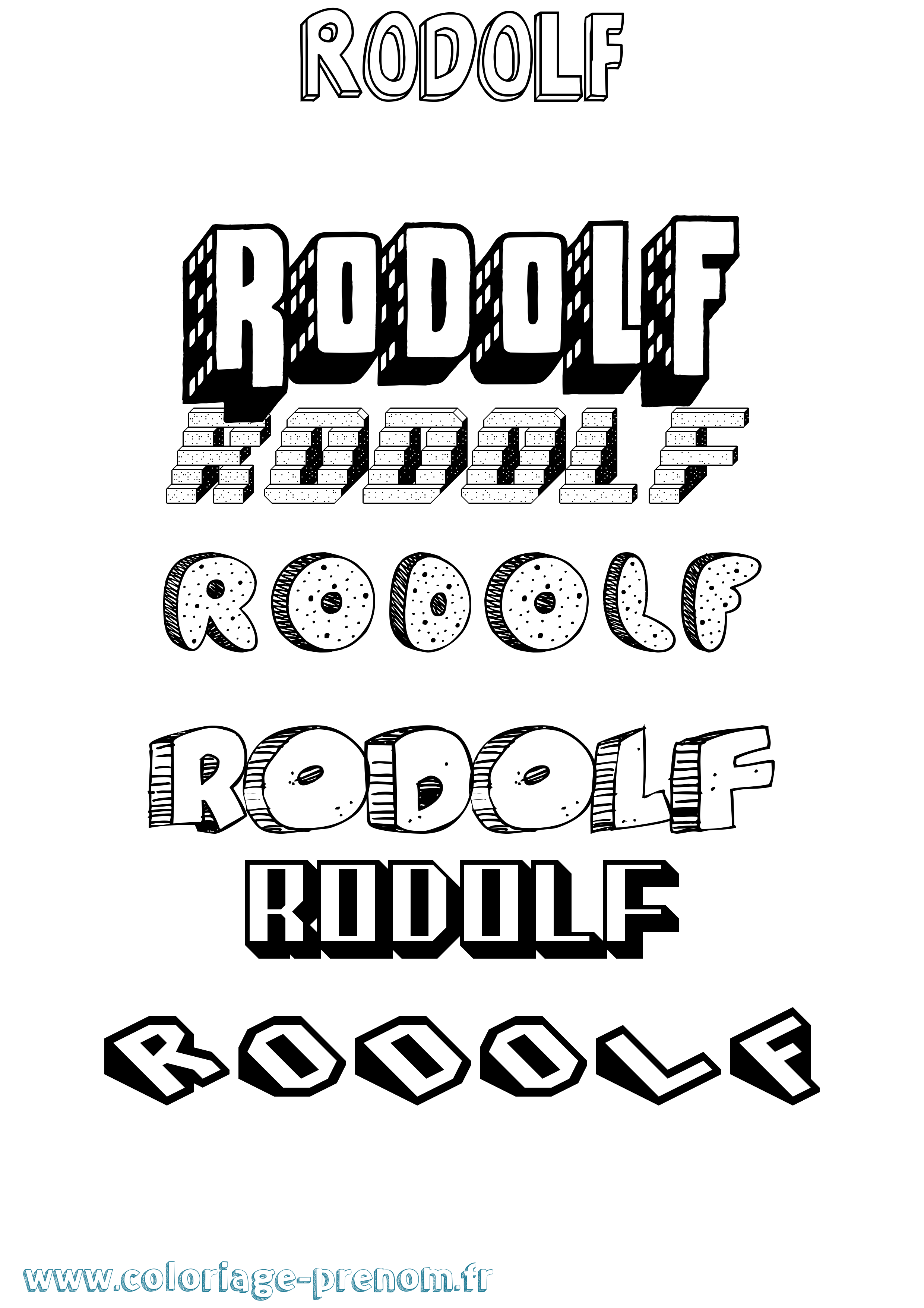 Coloriage Rodolf Effet 3D Coloriage prénom Rodolf Effet 3D