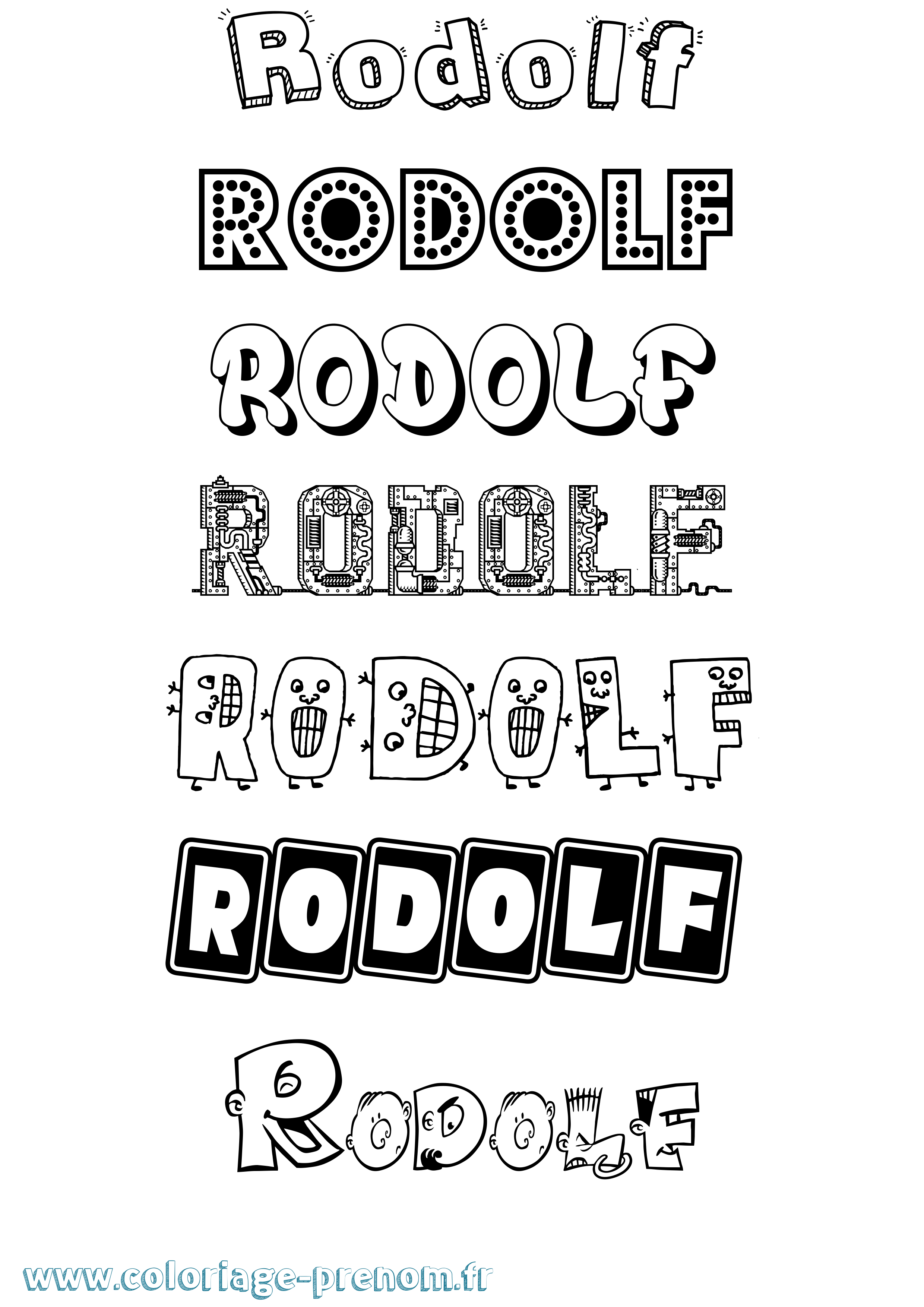 Coloriage Rodolf Fun Coloriage prénom Rodolf Fun
