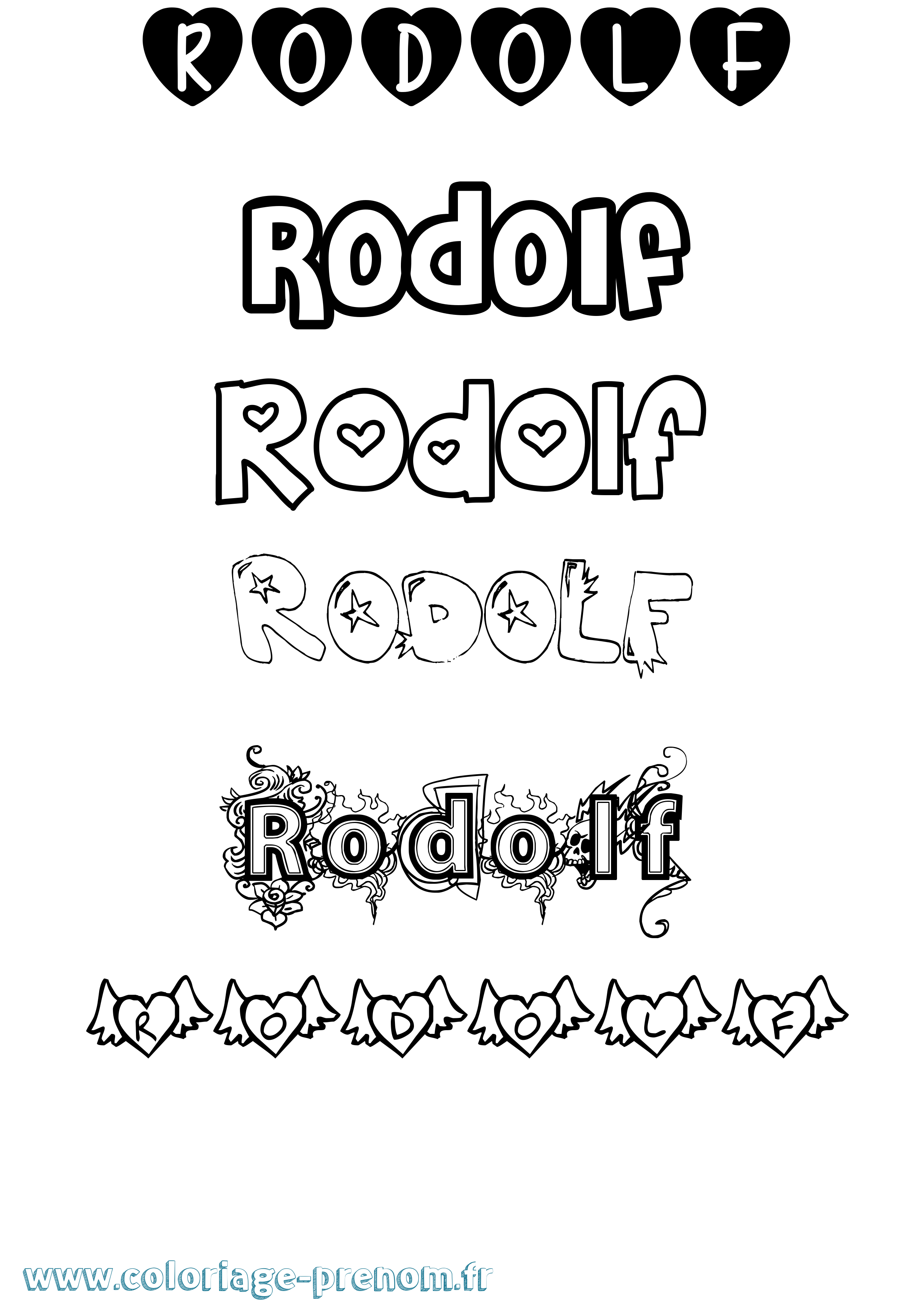 Coloriage Rodolf Girly Coloriage prénom Rodolf Girly