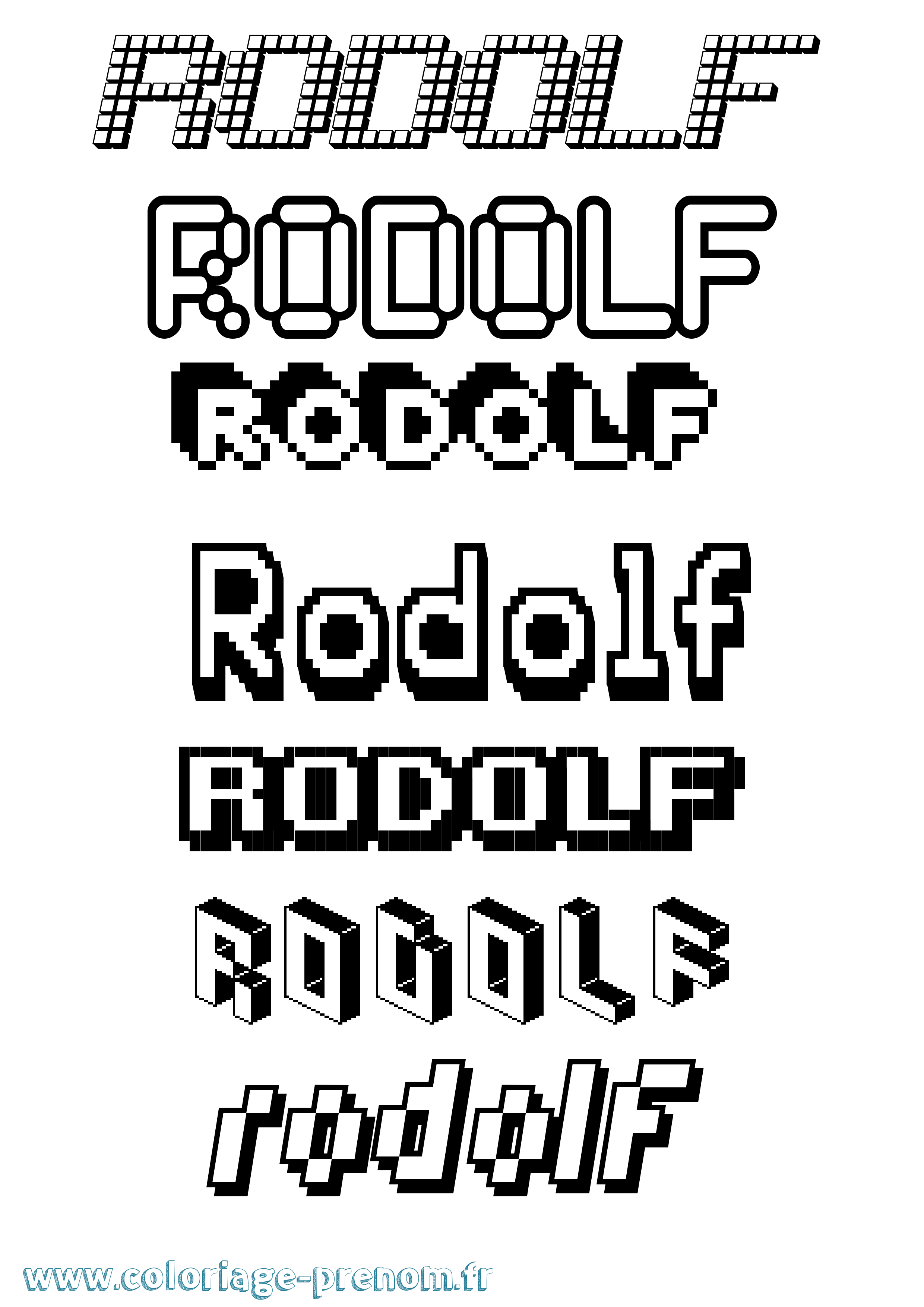 Coloriage Rodolf Pixel Coloriage prénom Rodolf Pixel