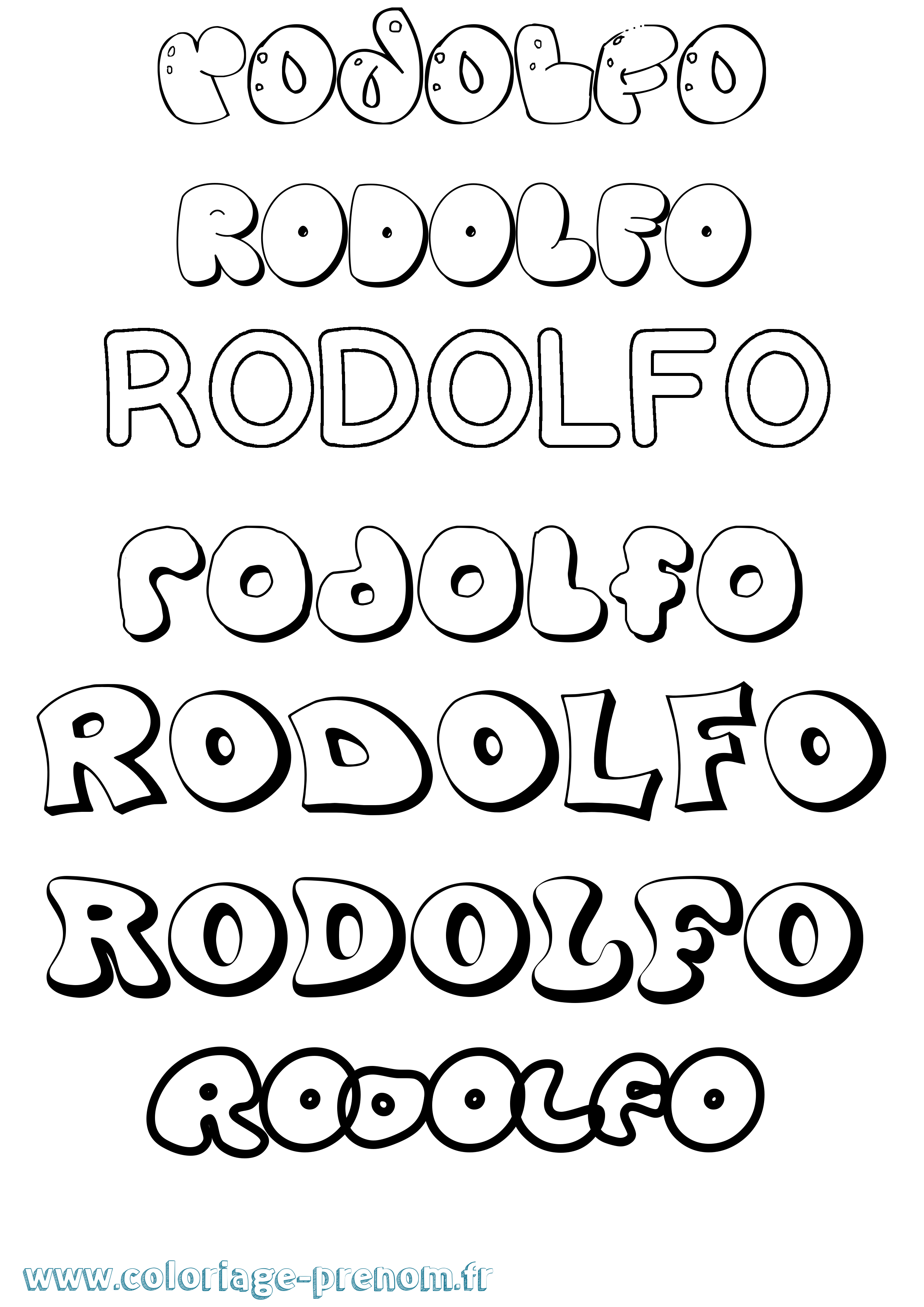 Coloriage Rodolfo Bubble Coloriage prénom Rodolfo Bubble