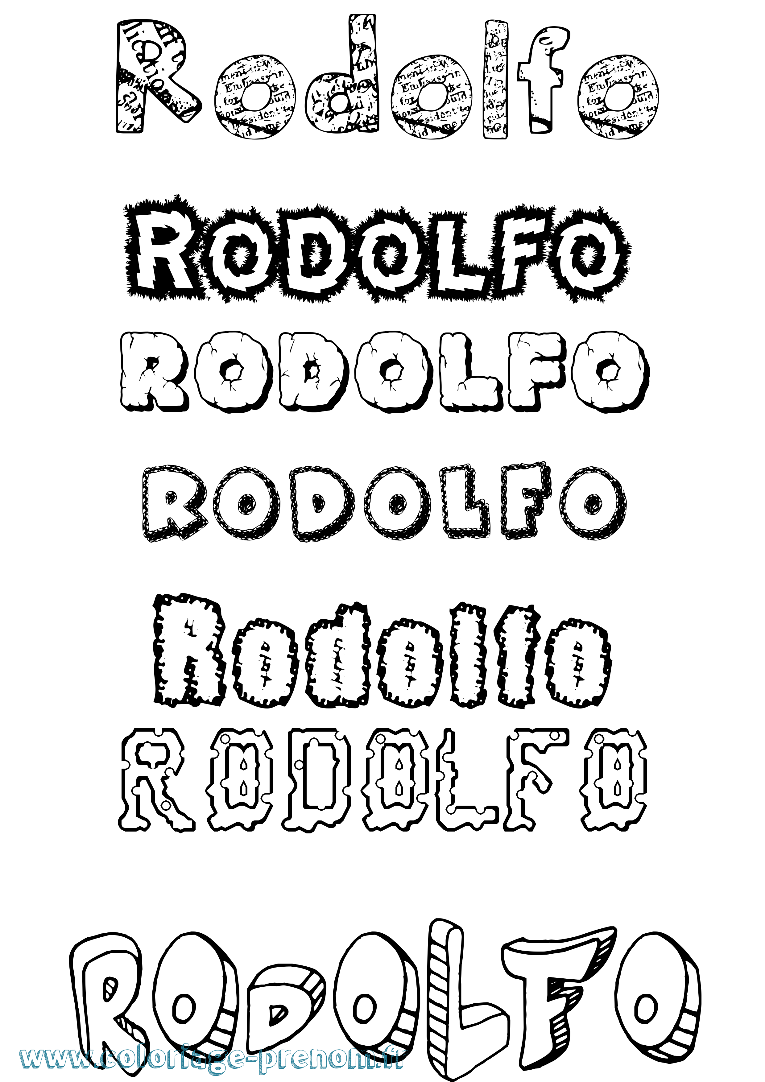 Coloriage Rodolfo Destructuré Coloriage prénom Rodolfo Destructuré