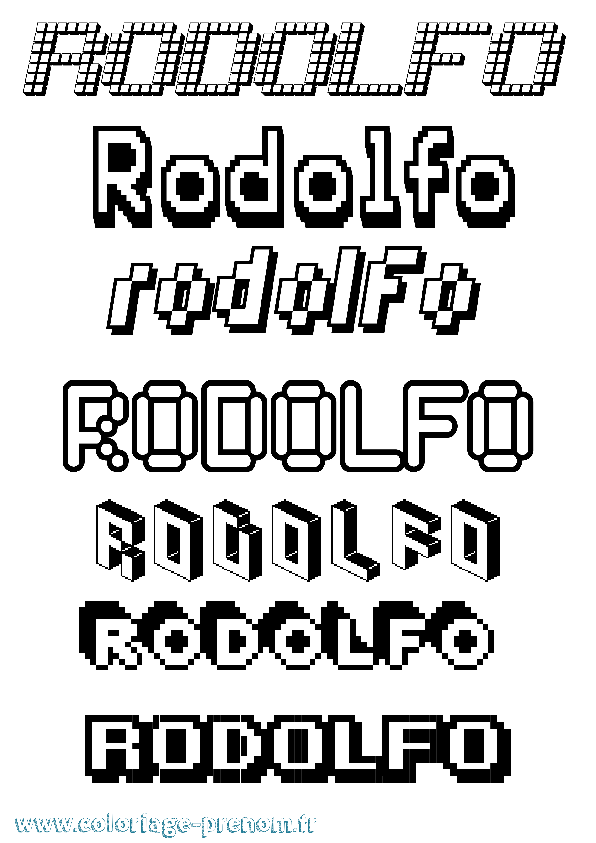 Coloriage Rodolfo Pixel Coloriage prénom Rodolfo Pixel