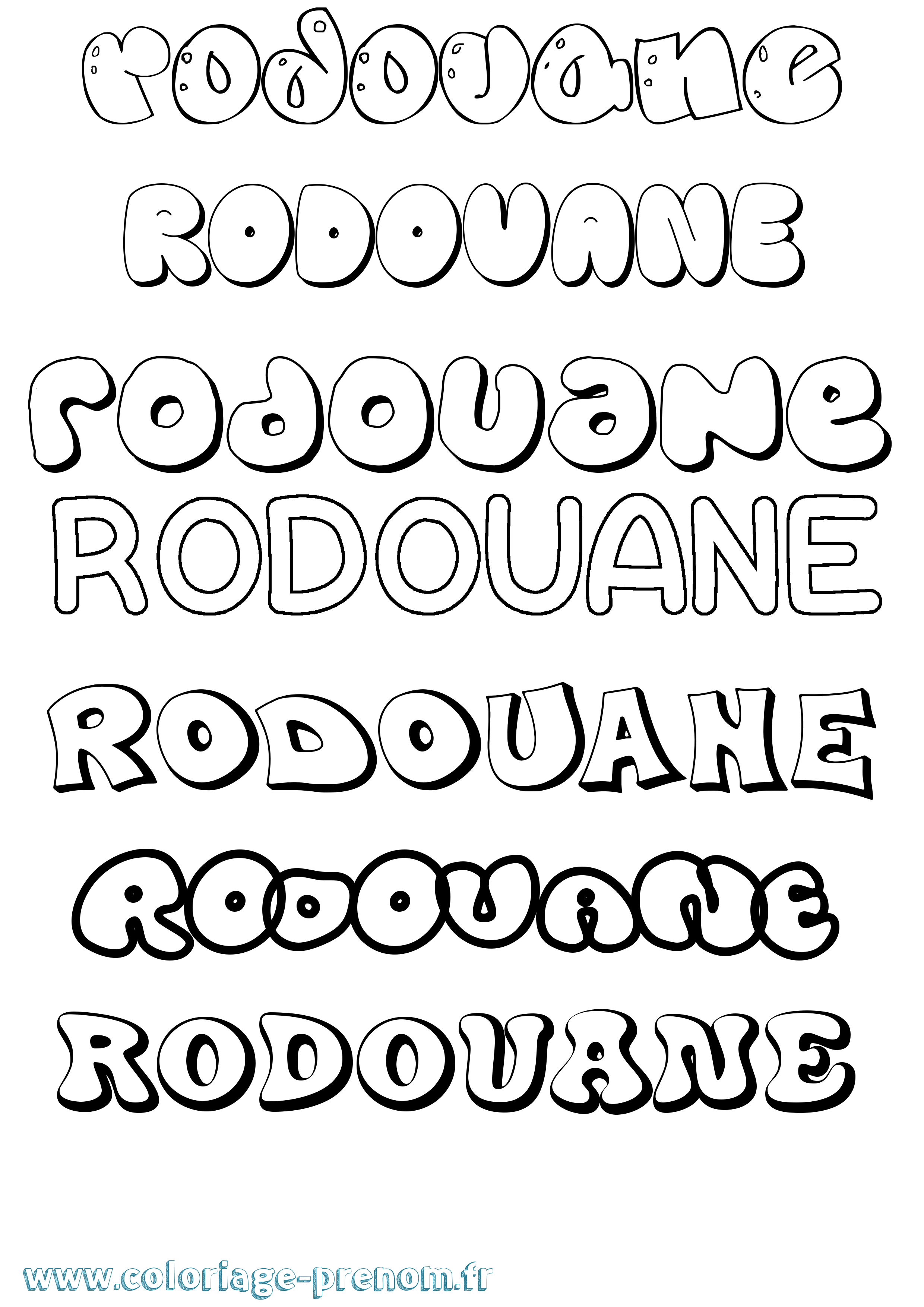 Coloriage Rodouane Bubble Coloriage prénom Rodouane Bubble