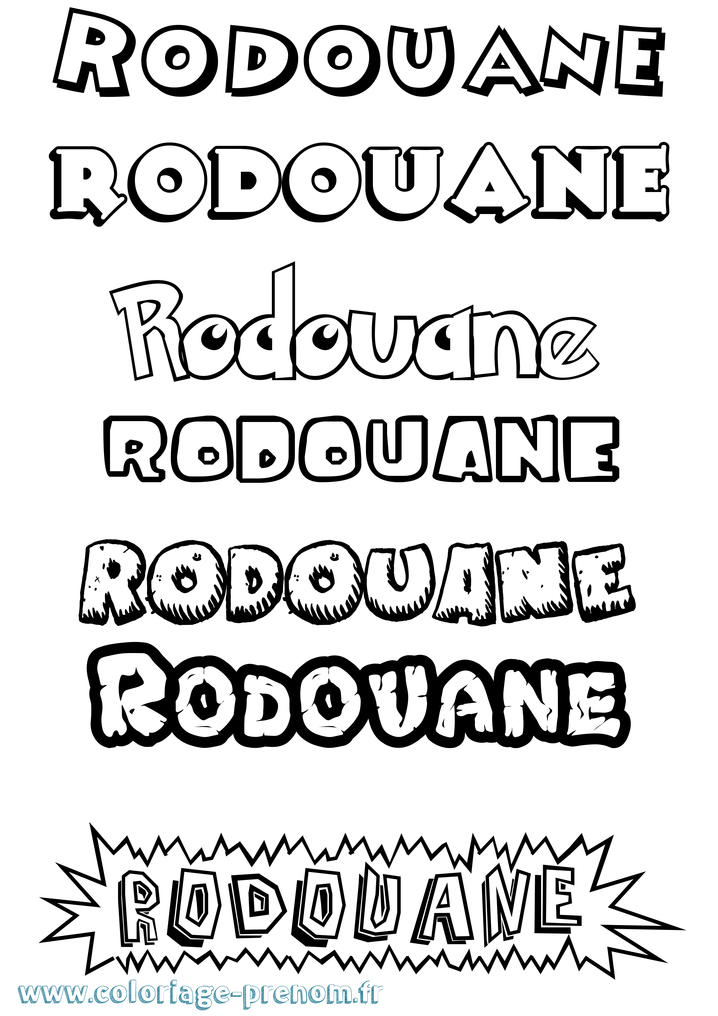 Coloriage Rodouane Dessin Animé Coloriage prénom Rodouane Dessin Animé
