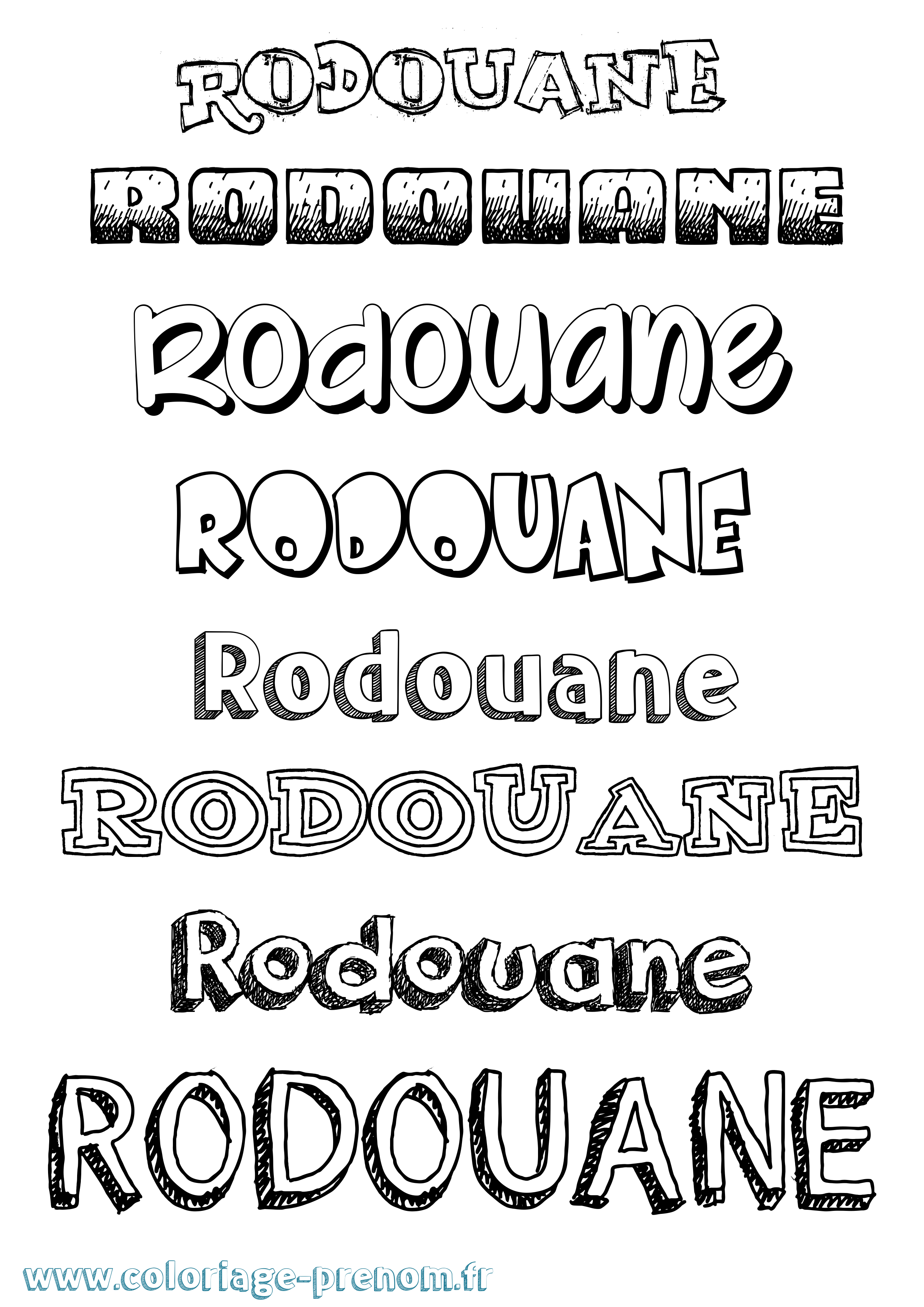 Coloriage Rodouane Dessiné Coloriage prénom Rodouane Dessiné