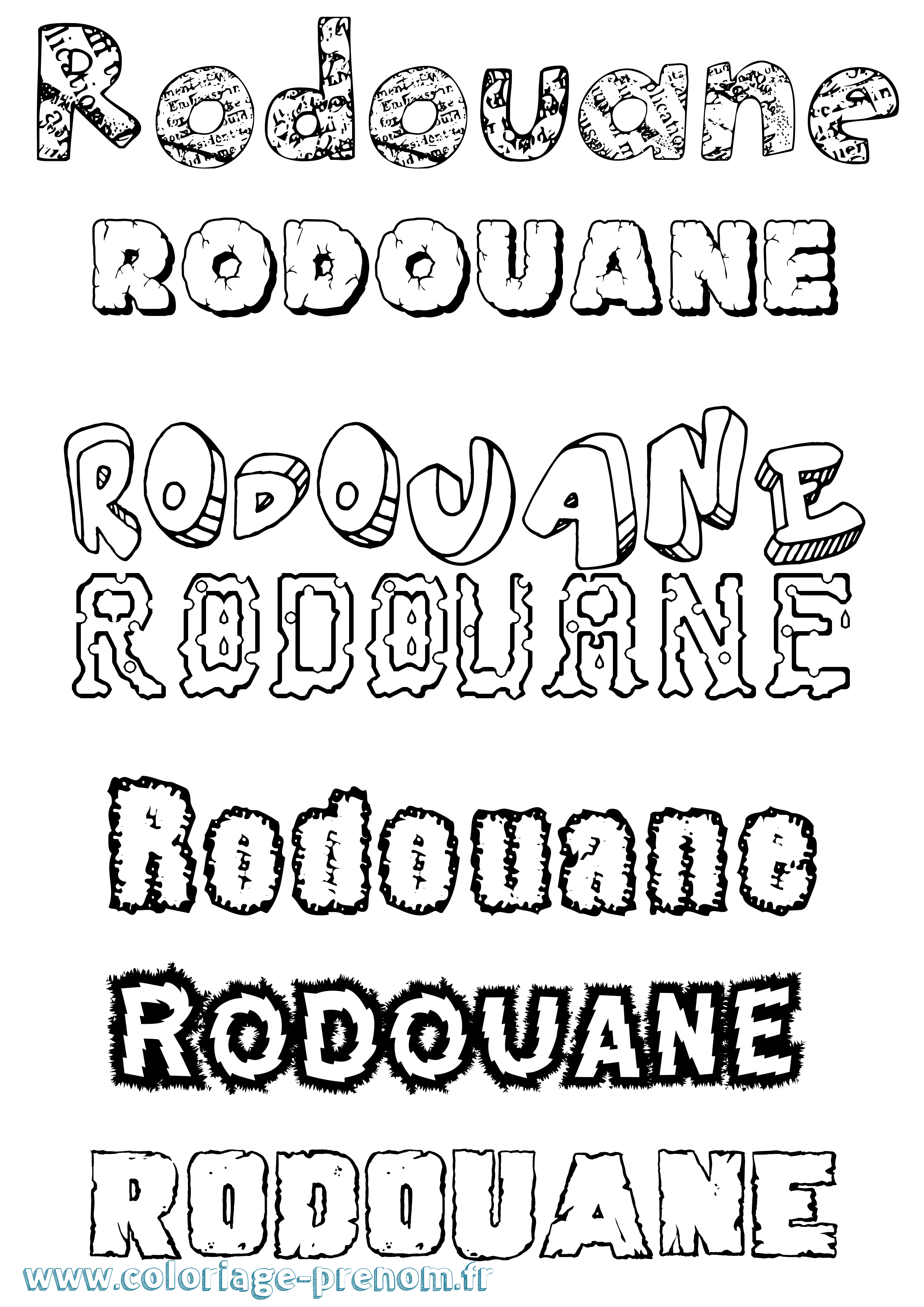 Coloriage Rodouane Destructuré Coloriage prénom Rodouane Destructuré