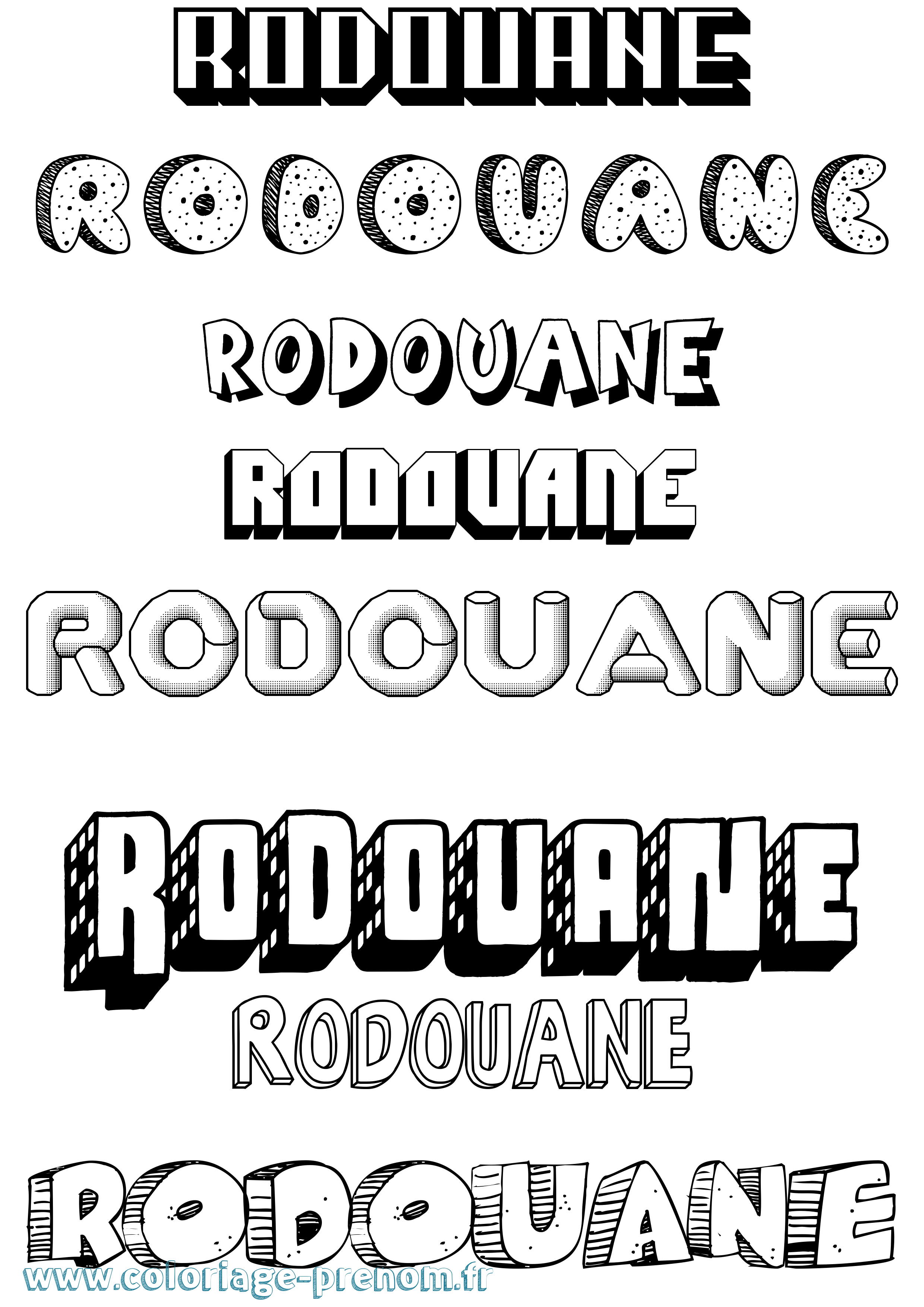 Coloriage Rodouane Effet 3D Coloriage prénom Rodouane Effet 3D