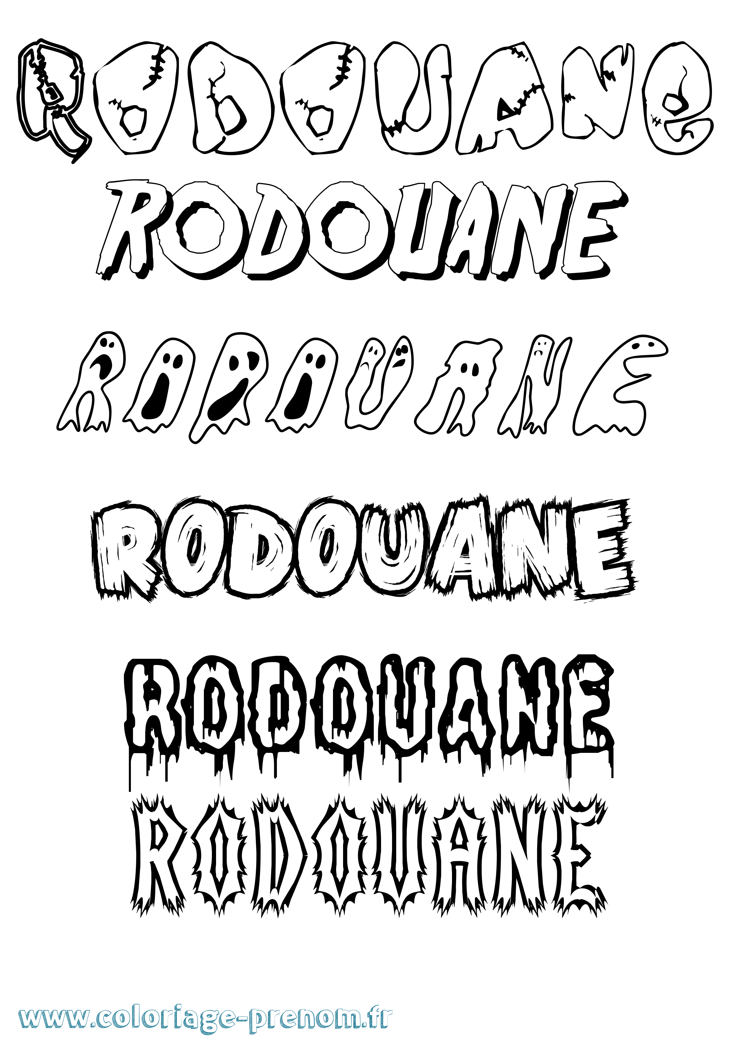 Coloriage Rodouane Frisson Coloriage prénom Rodouane Frisson