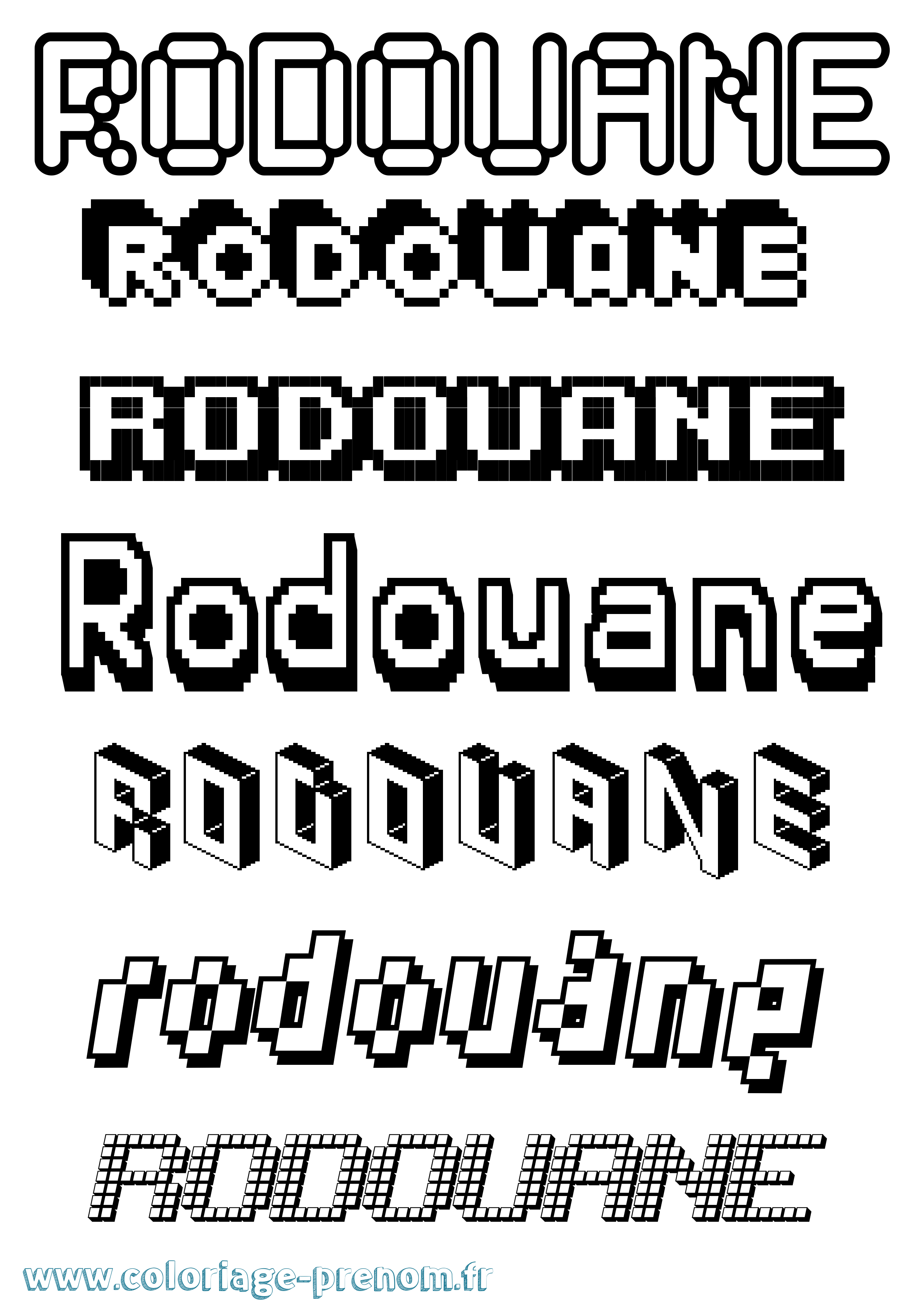 Coloriage Rodouane Pixel Coloriage prénom Rodouane Pixel