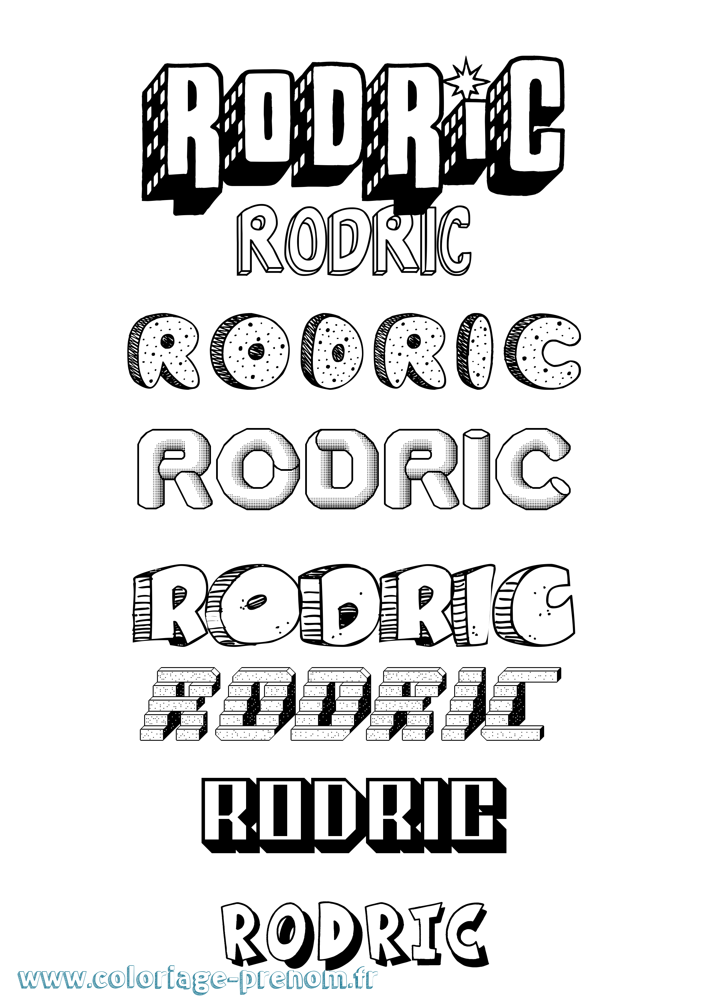Coloriage Rodric Effet 3D Coloriage prénom Rodric Effet 3D