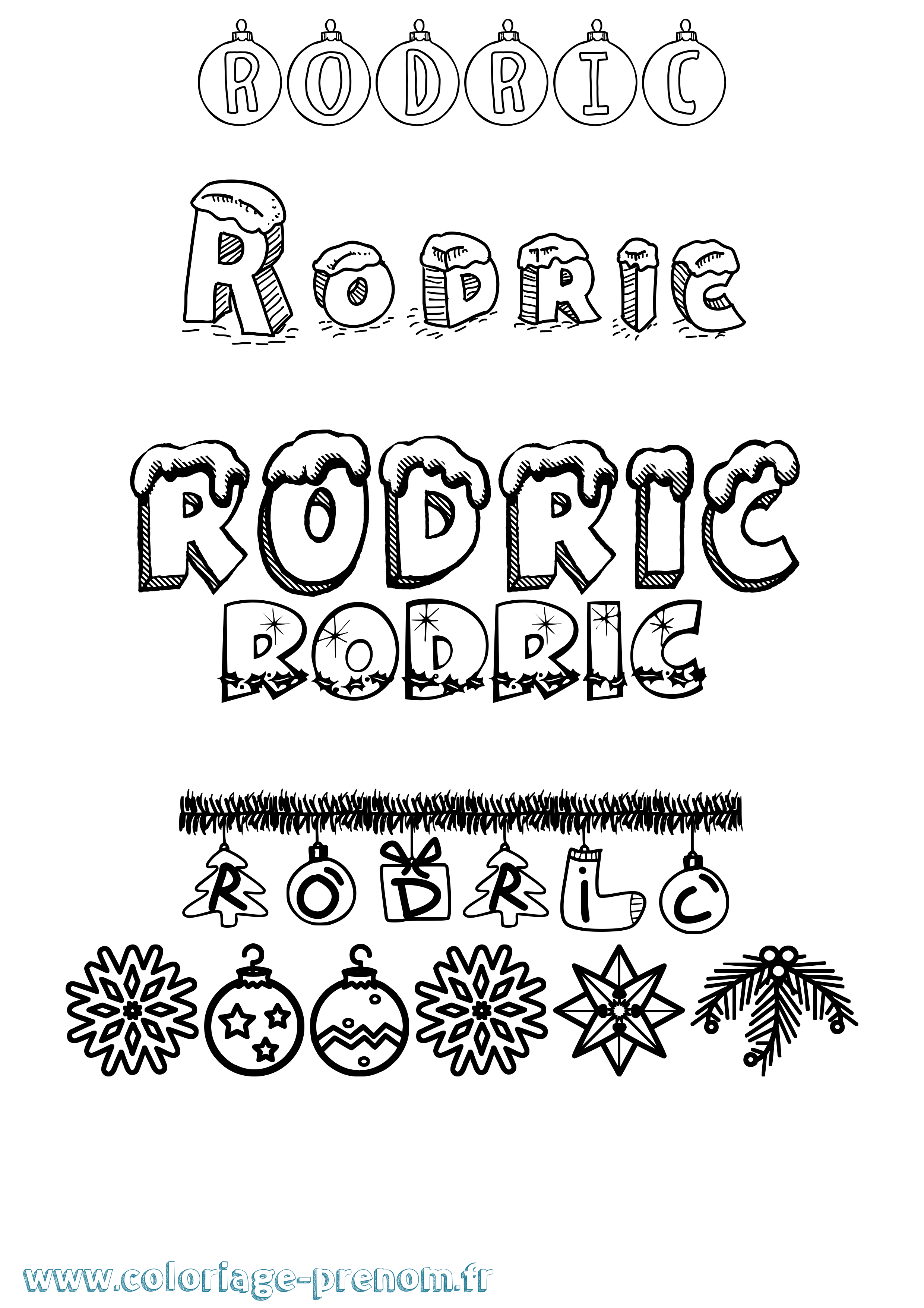 Coloriage Rodric Noël Coloriage prénom Rodric Noël