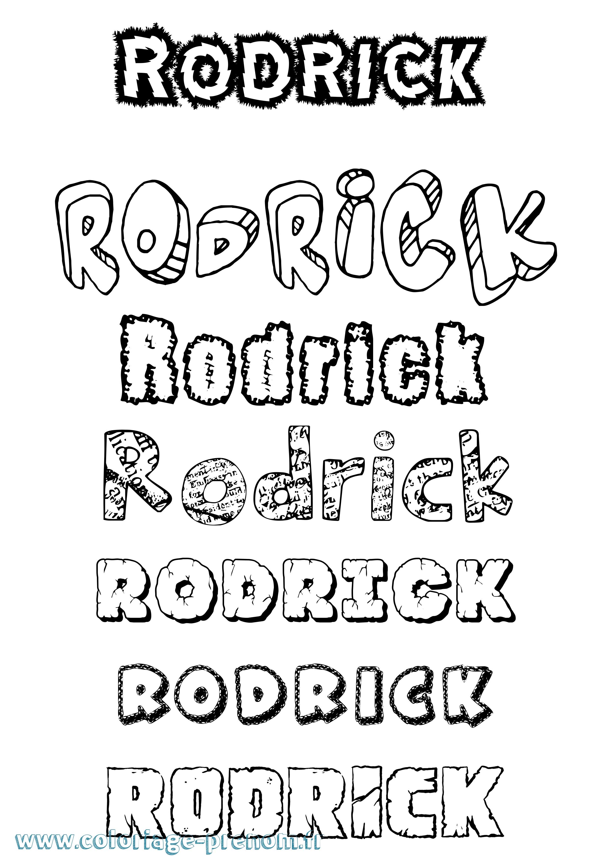 Coloriage Rodrick Destructuré Coloriage prénom Rodrick Destructuré