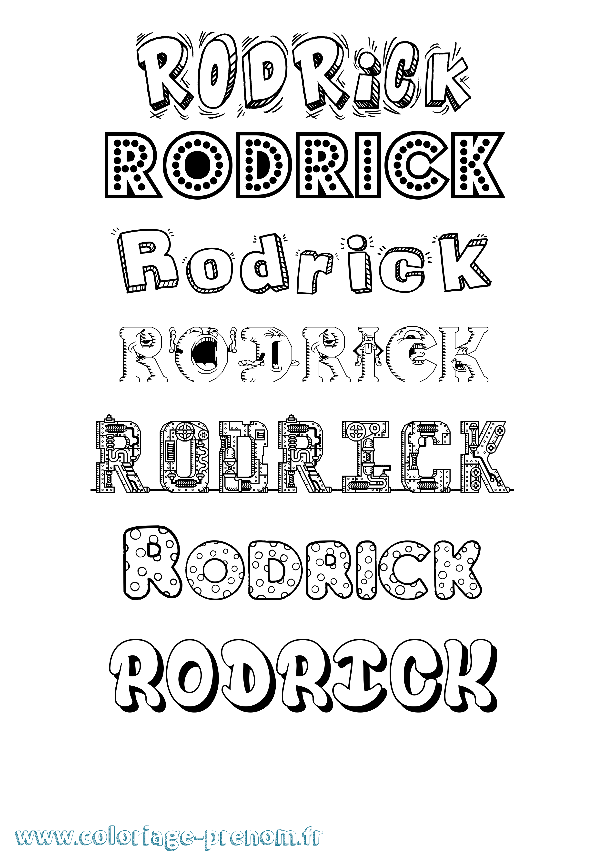 Coloriage Rodrick Fun Coloriage prénom Rodrick Fun